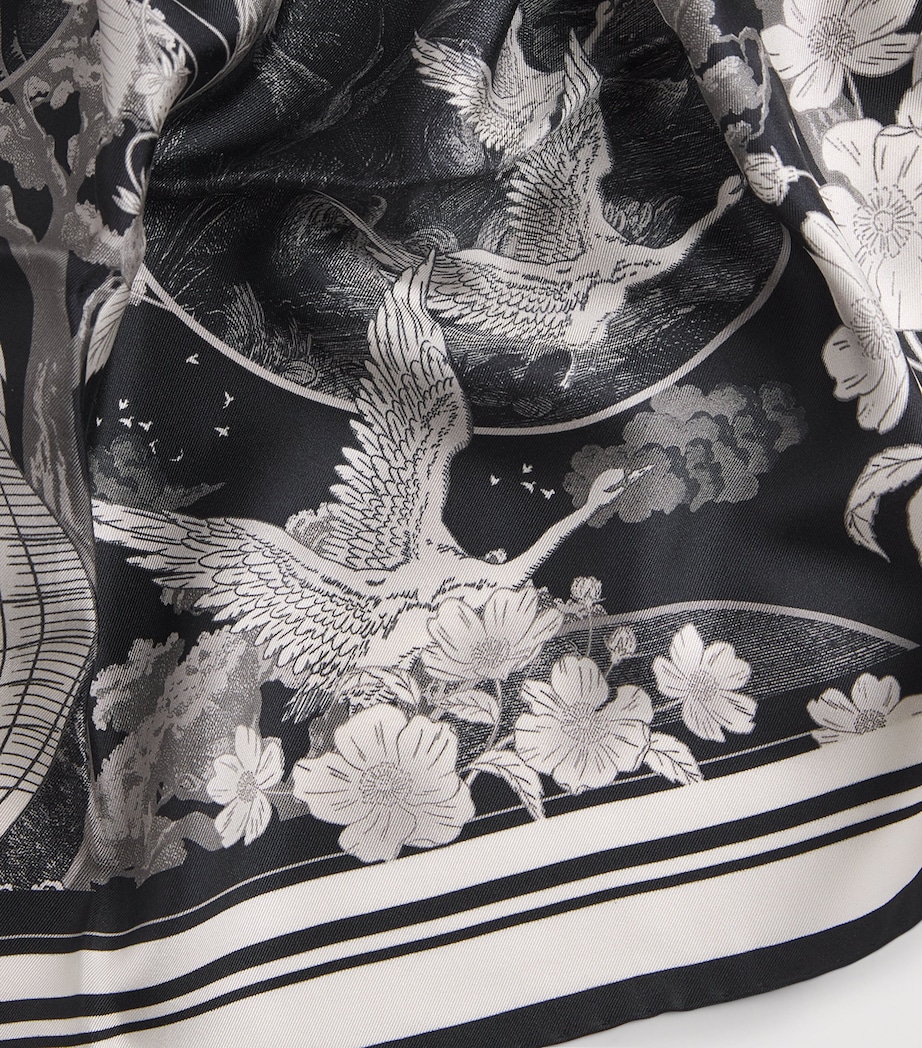 Silk Toile de Jouy Scarf BLACK Image 6