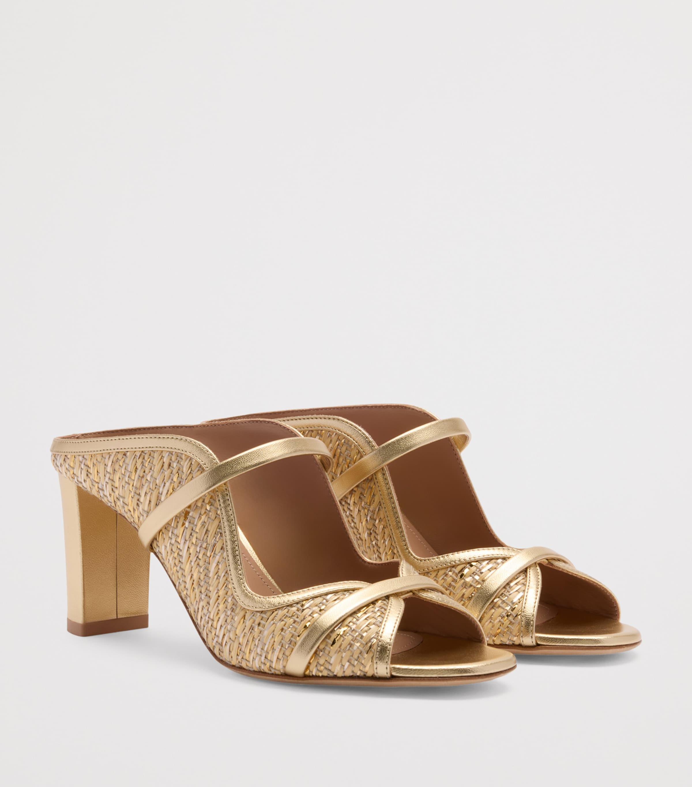 Malone Souliers Metallic Raffia Norah Heeled Sandals 70