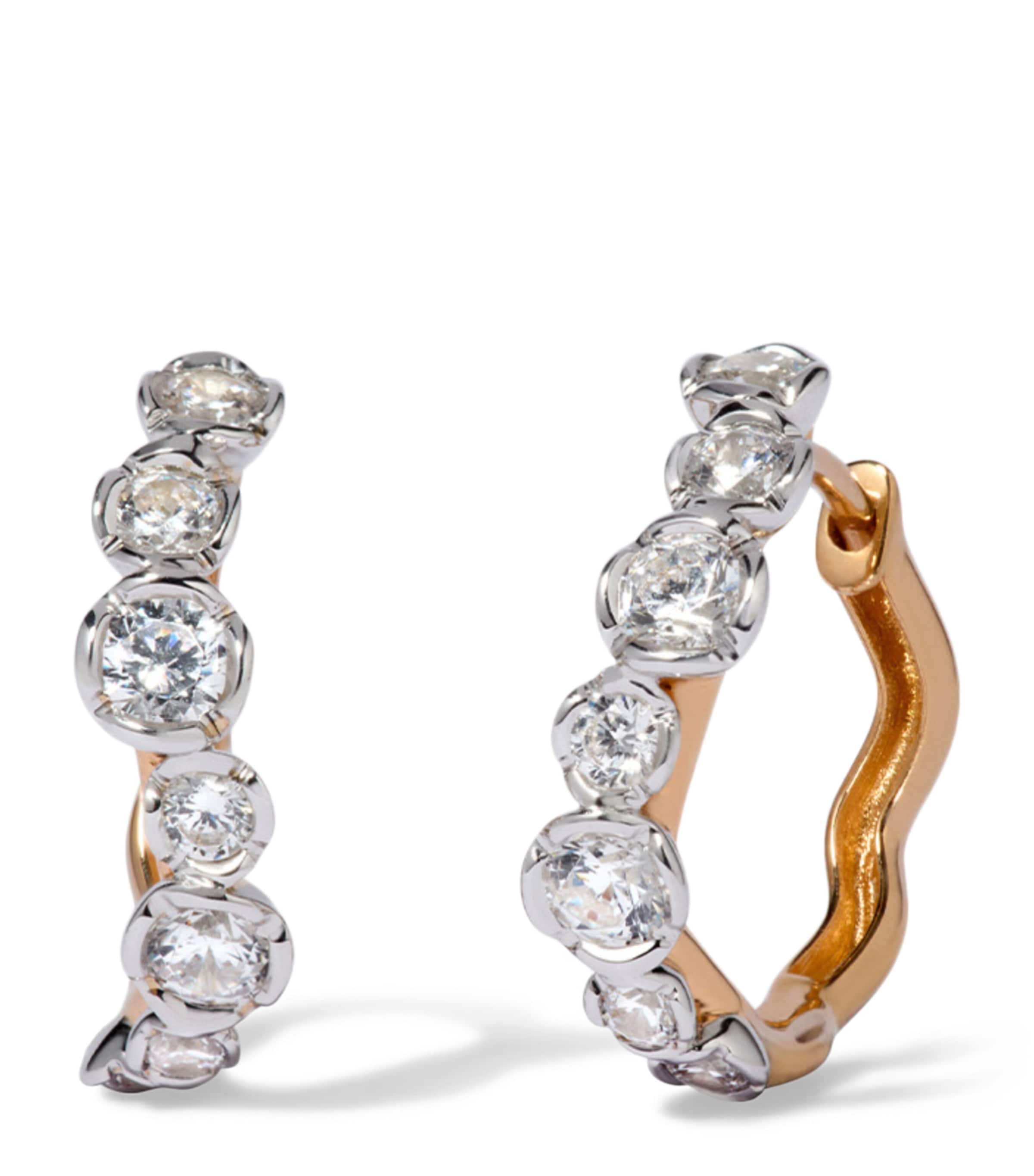 Annoushka White, Yellow Gold And Diamond Whoopsie Daisy Hoop Earrings