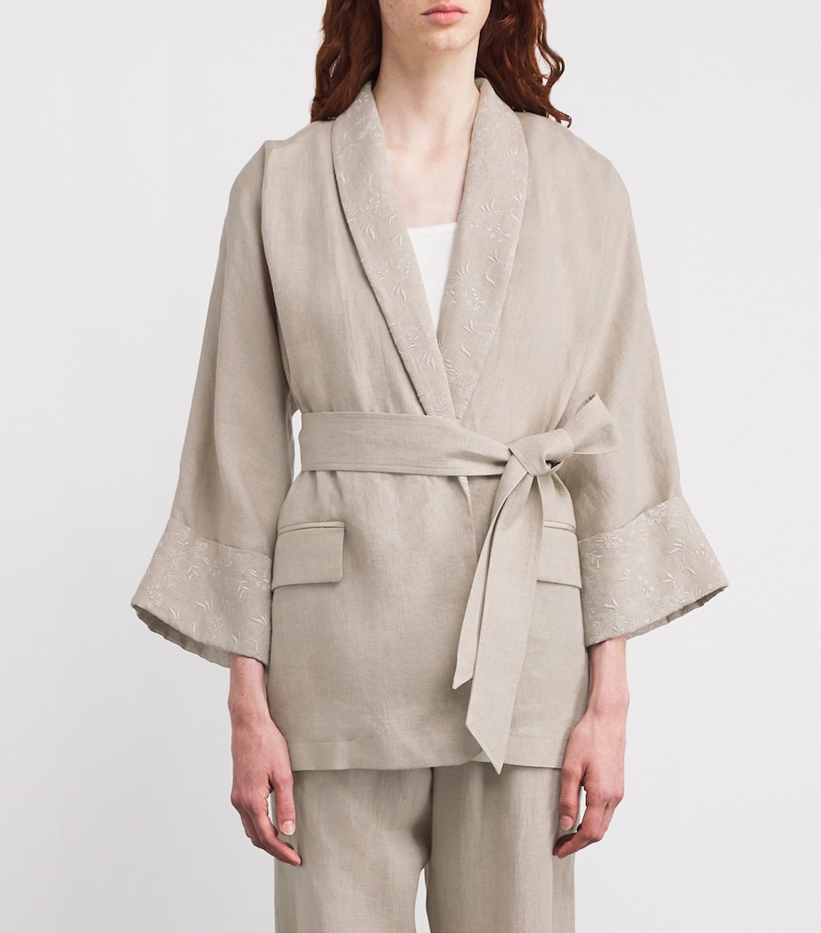 x Harrods Linen Belted Blazer SABBIA Image 3