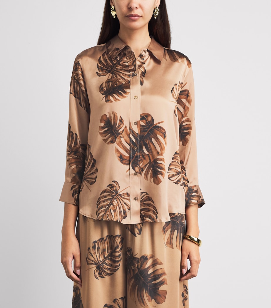 L'Agence Womens Satin Palm Leaf Dani Blouse Plms Hznt Mlt Lg Plm Image 4