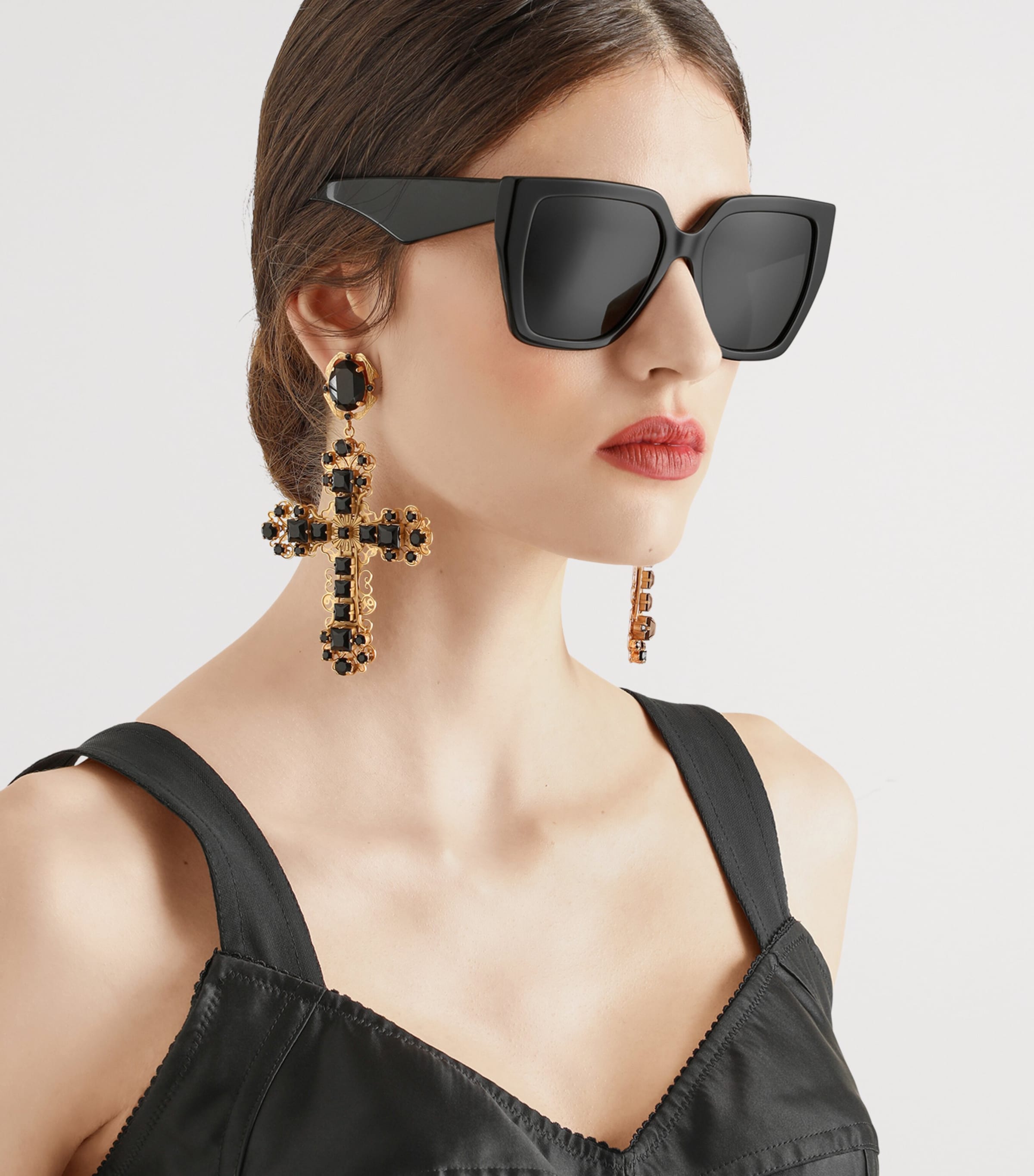 Dolce&Gabbana Cross Clip-On Earrings Nero/oro Image 2