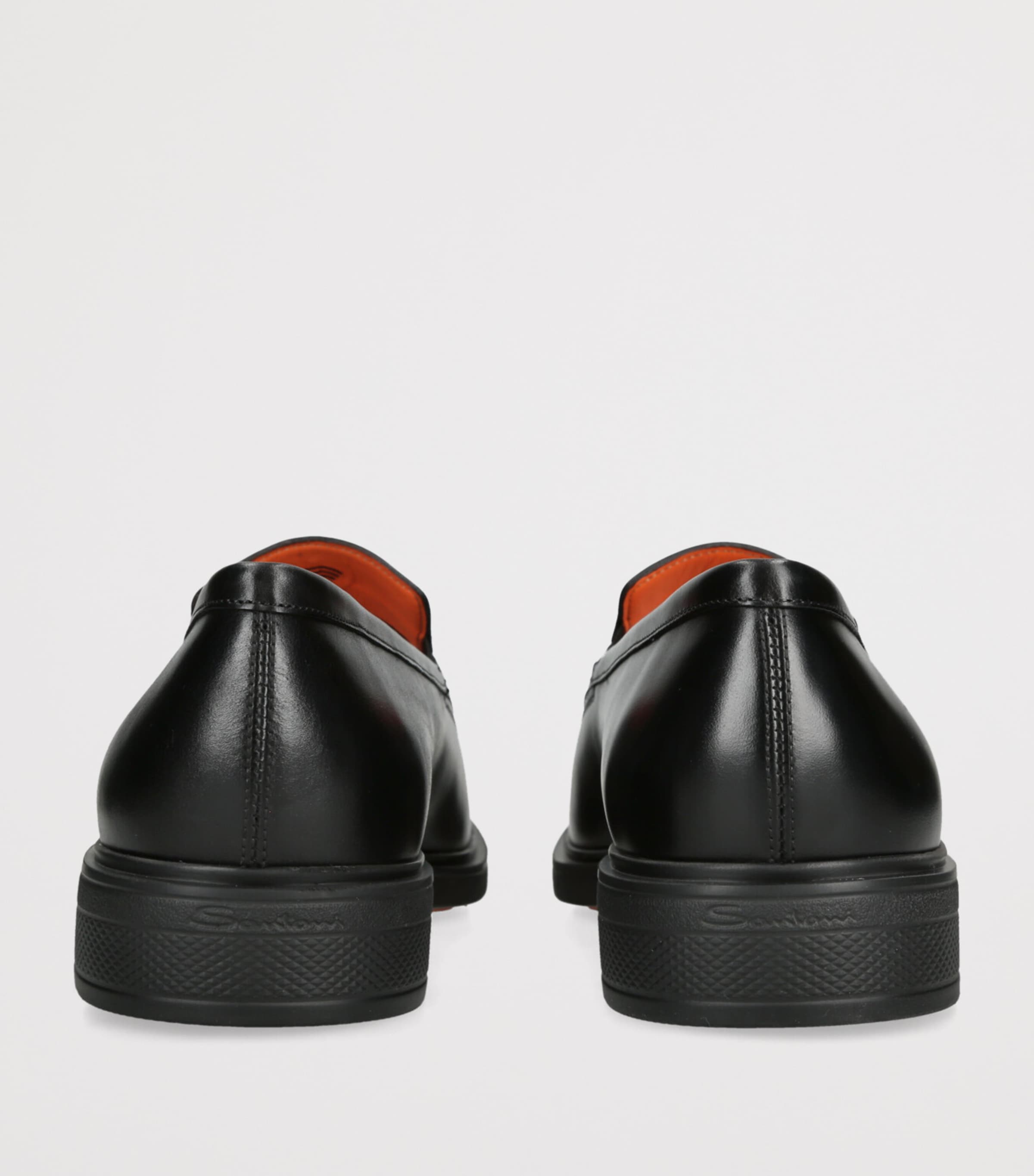 Santoni Leather Penny Loafers Black Image 2