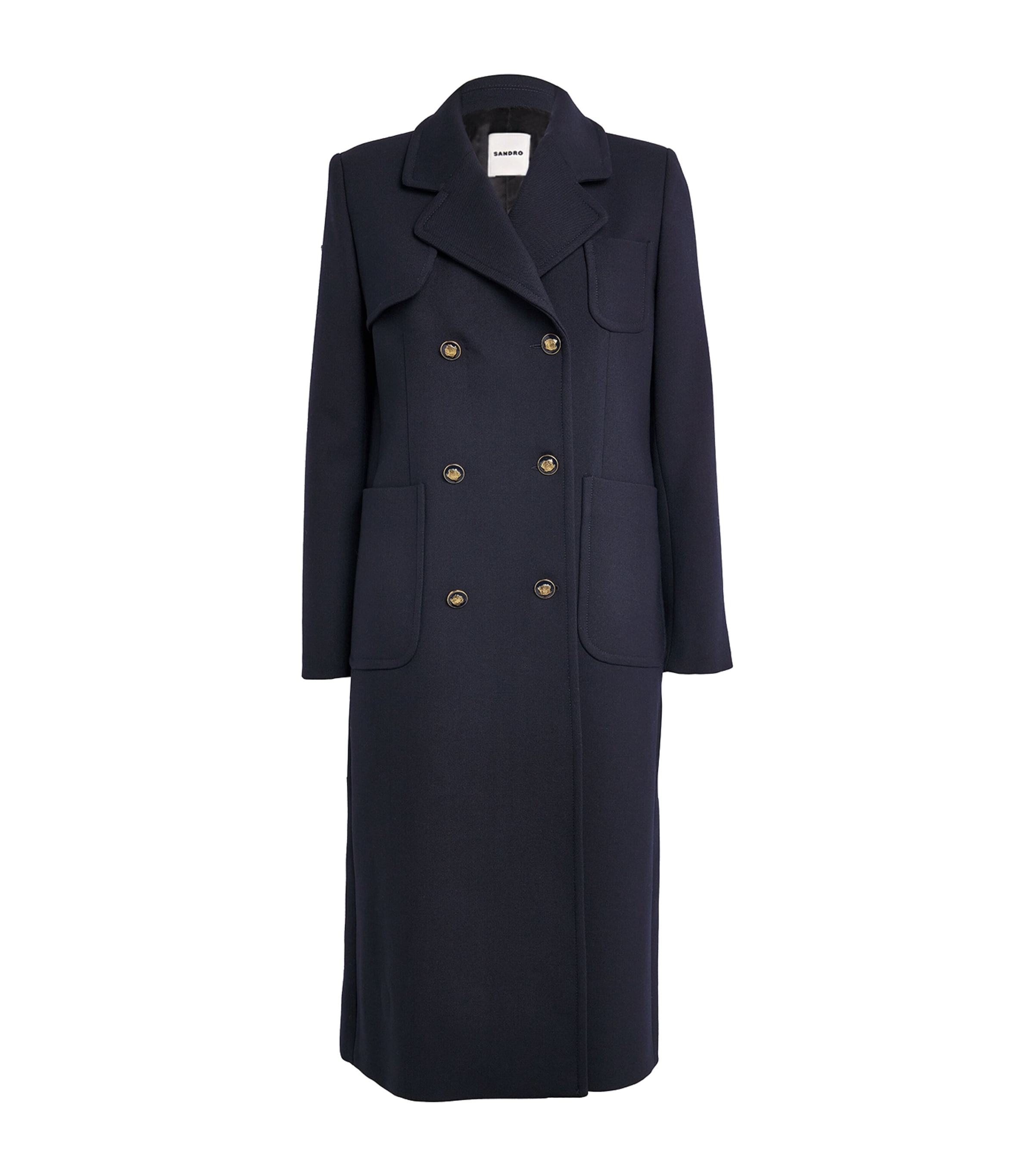Double-Breasted Long Coat NAVY BLUE Image 1