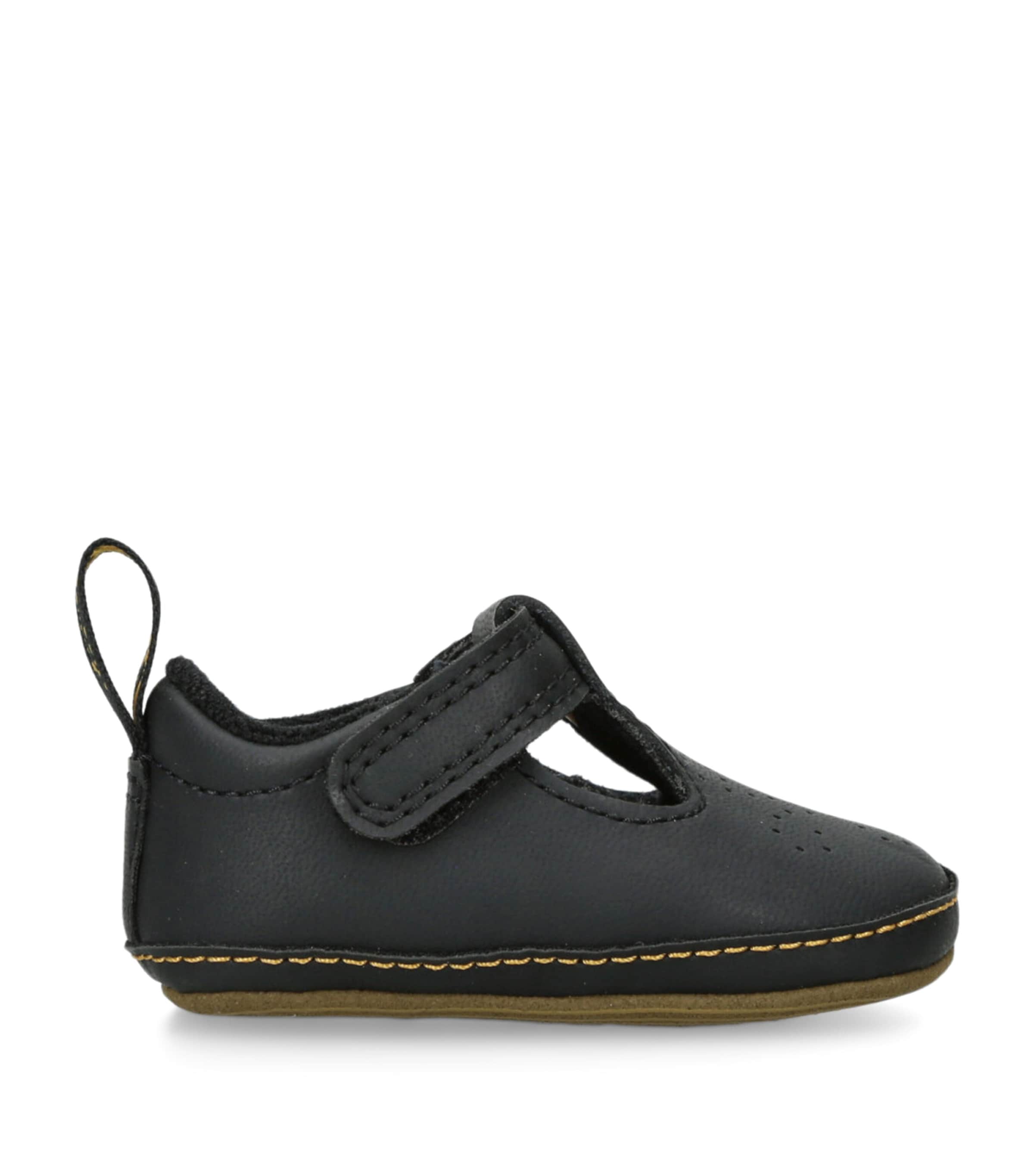 Dr. Martens Leather Polley T-Bar Crib Shoes Black Image 1