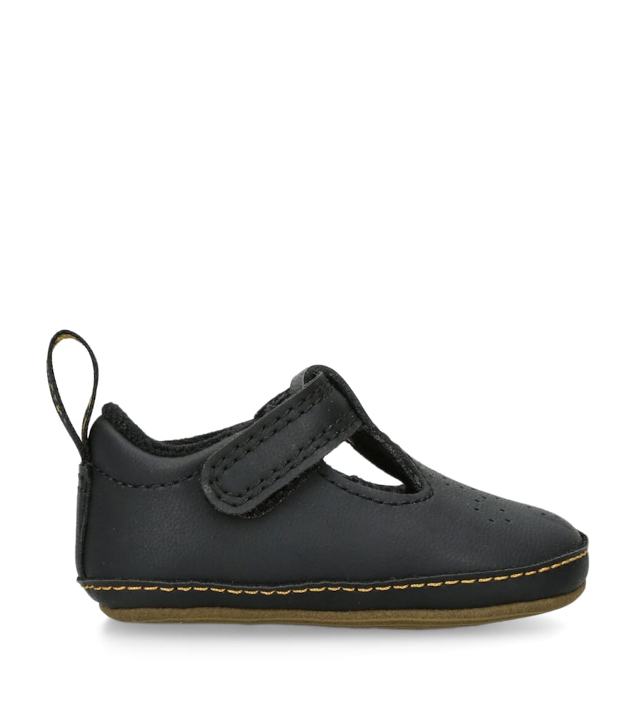Leather Polley T-Bar Crib Shoes BLACK Image 1