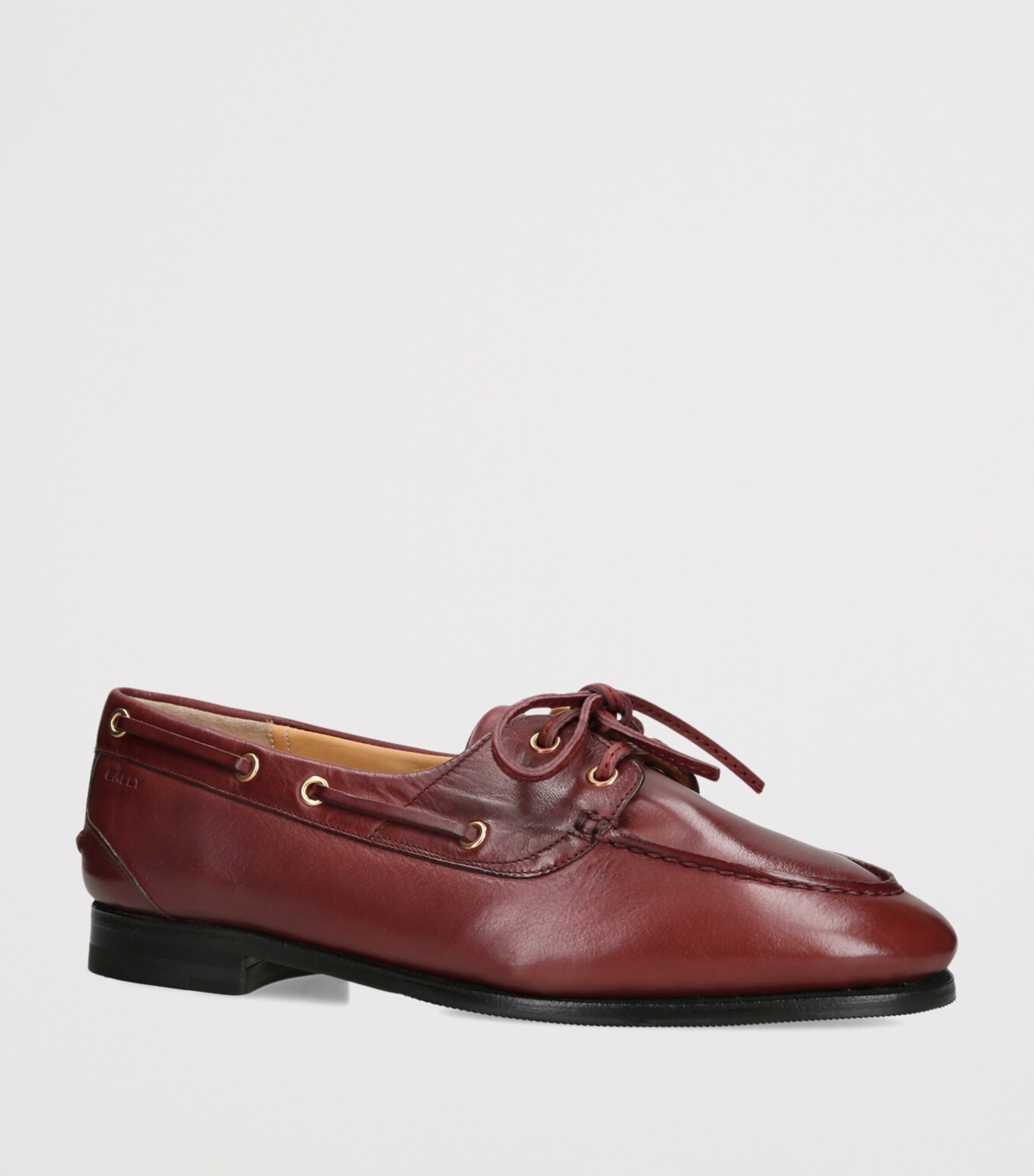 Bally Leather Pathy Boat Shoes Wine Image 3