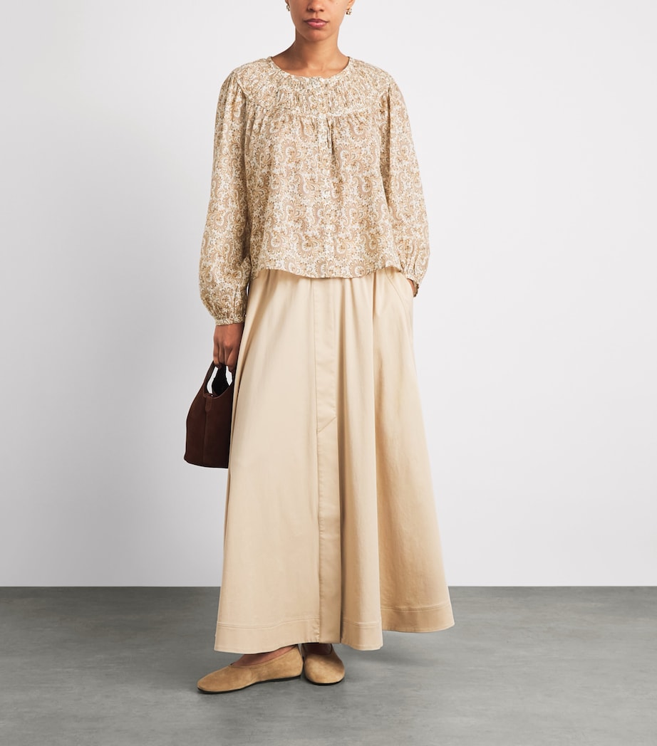 PAIGE Womens Paisley Print Zoia Blouse Bone Multi Image 2