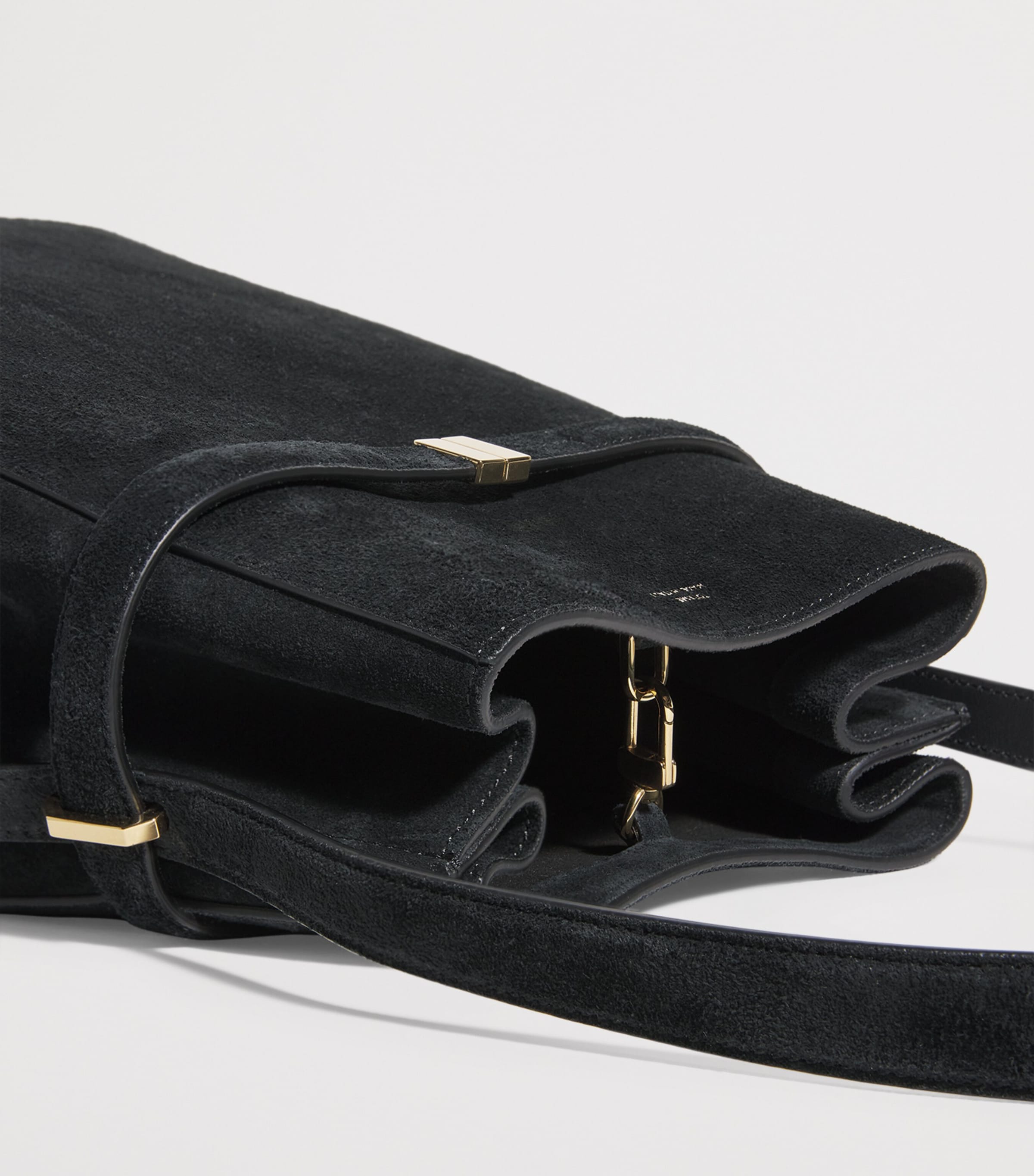 Suede Bucket Shoulder Bag 001 BLACK Image 6