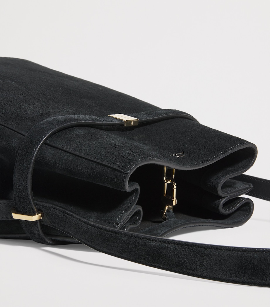 Suede Bucket Shoulder Bag 001 BLACK Image 6