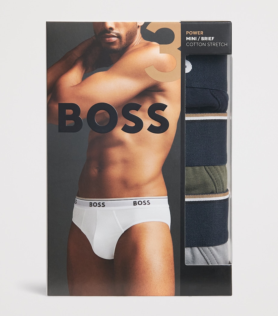 BOSS Mens Stretch-Cotton Power Briefs (Pack of 3) Open Blue Image 4