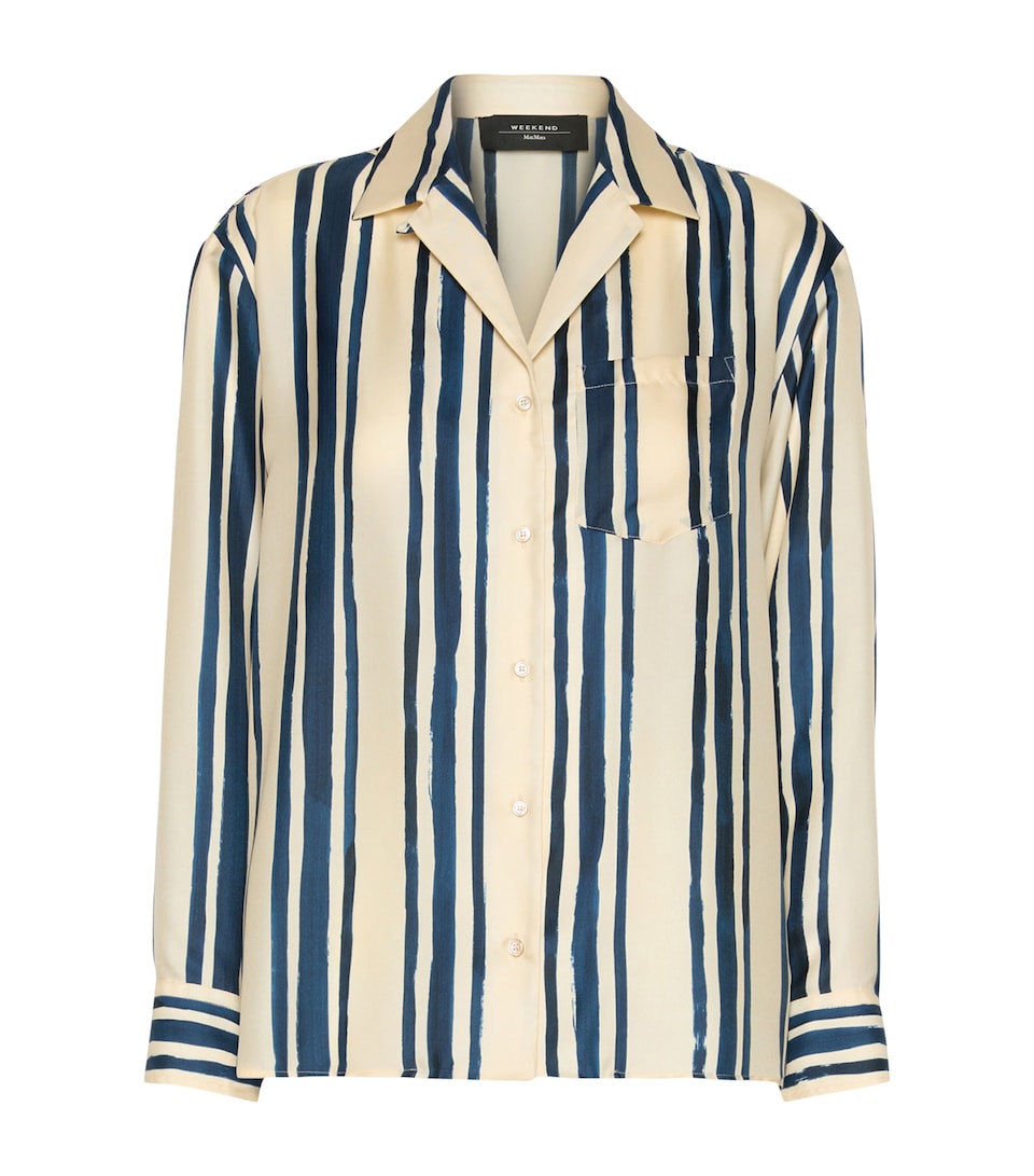 Weekend Max Mara Silk Stripe Shirt Navy