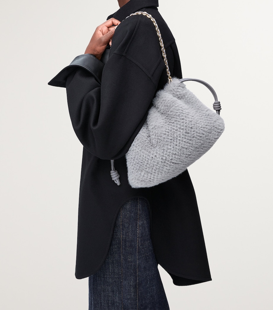 Medium Brushed Knit Flamenco Purse SILVER GREY Image 9