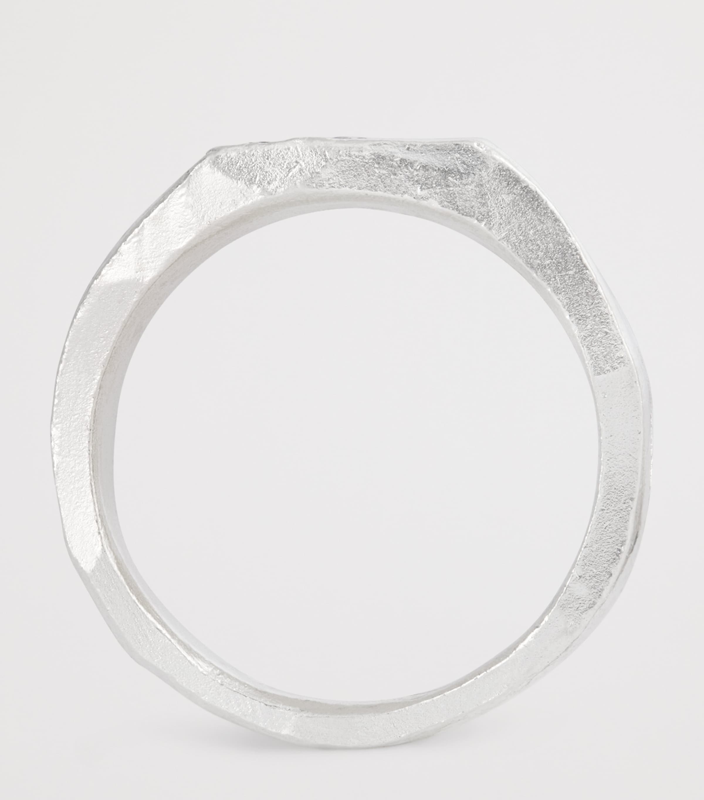 Sterling Silver and Sapphire Square Signet Ring BLUE Image 3