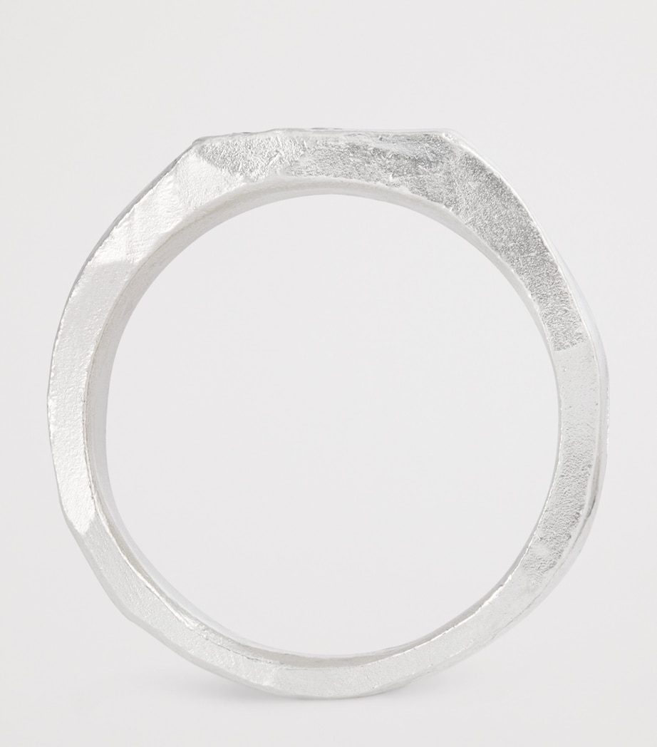 Sterling Silver and Sapphire Square Signet Ring BLUE Image 3