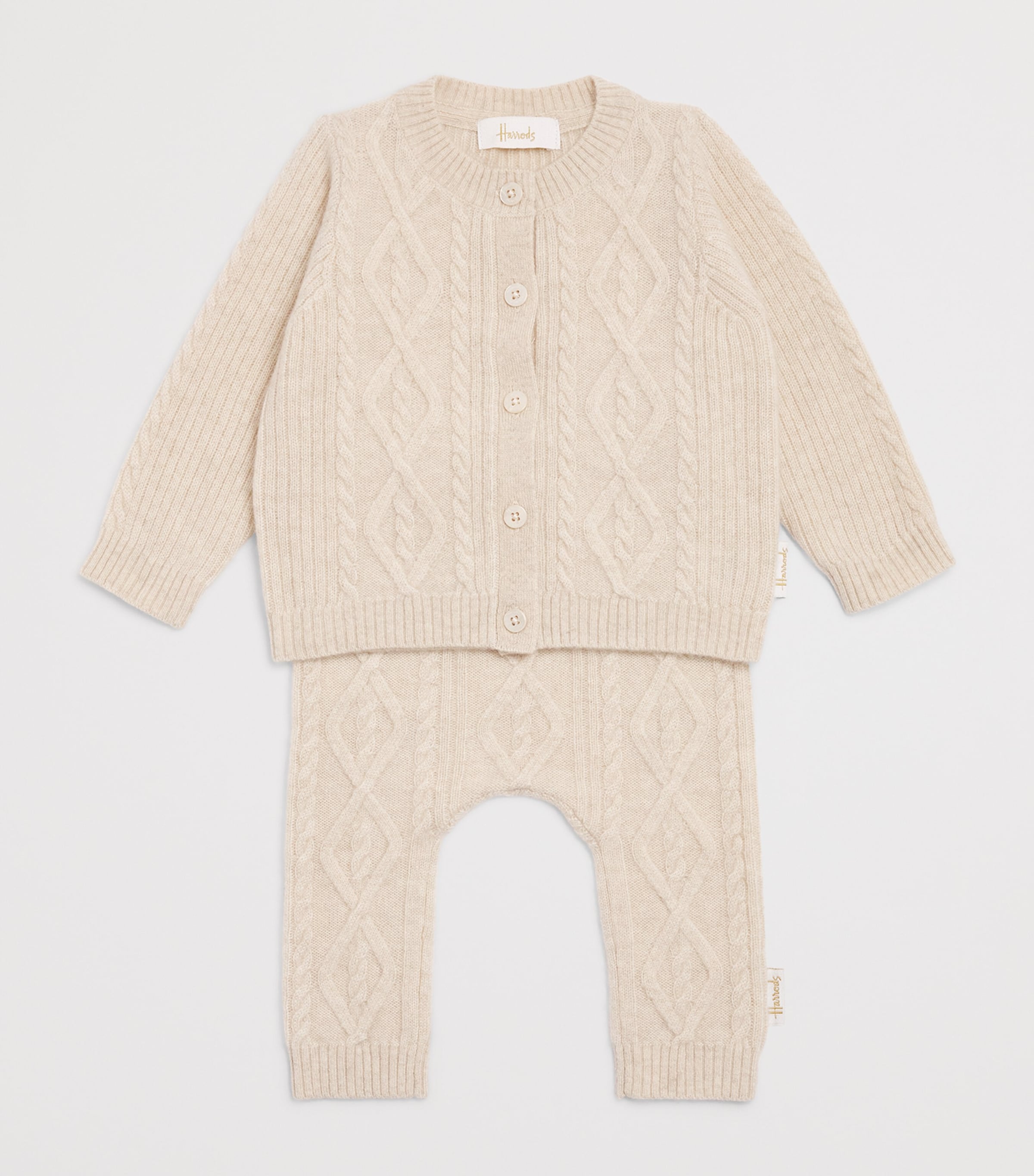 Cashmere Cable-Knit Trousers (0-18 Months) OATMEAL Image 3