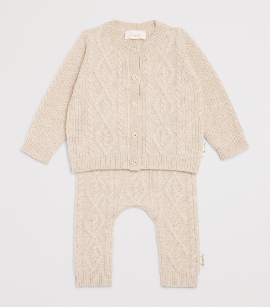 Cashmere Cable-Knit Trousers (0-18 Months) OATMEAL Image 3