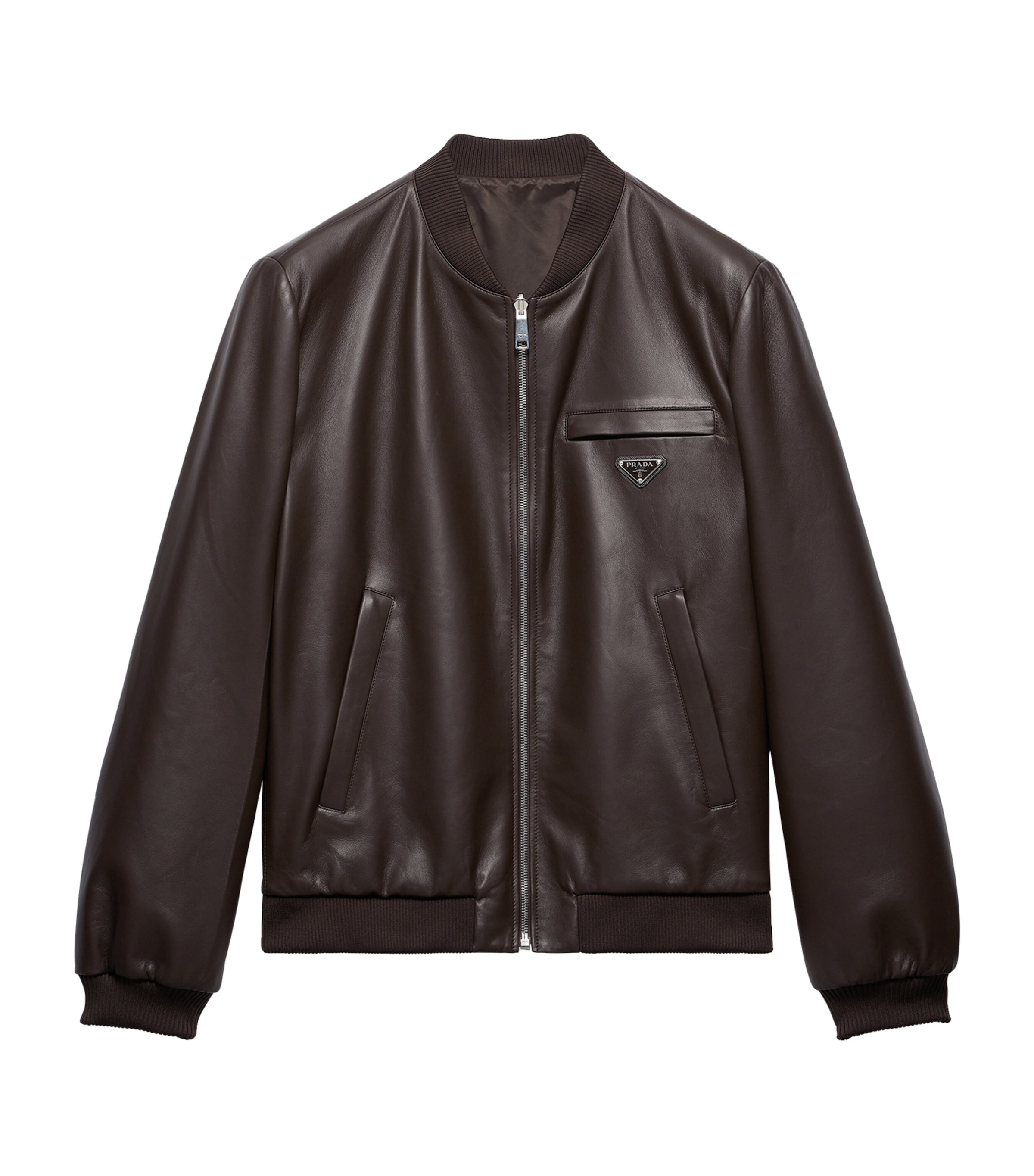 Prada Mens Reversible Nappa Leather Bomber Jacket Brown Image 1