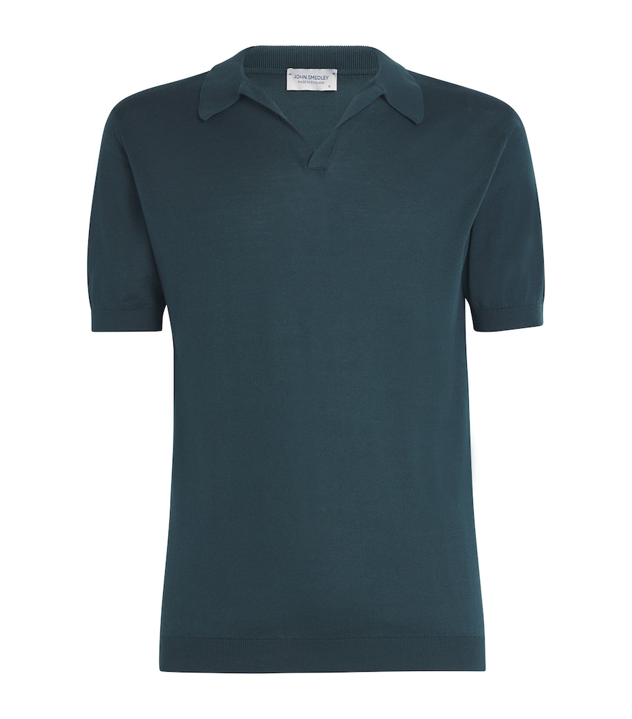 John Smedley Mens Sea Island Cotton Skipper-Collar Noah Polo Shirt Rainforest Image 1