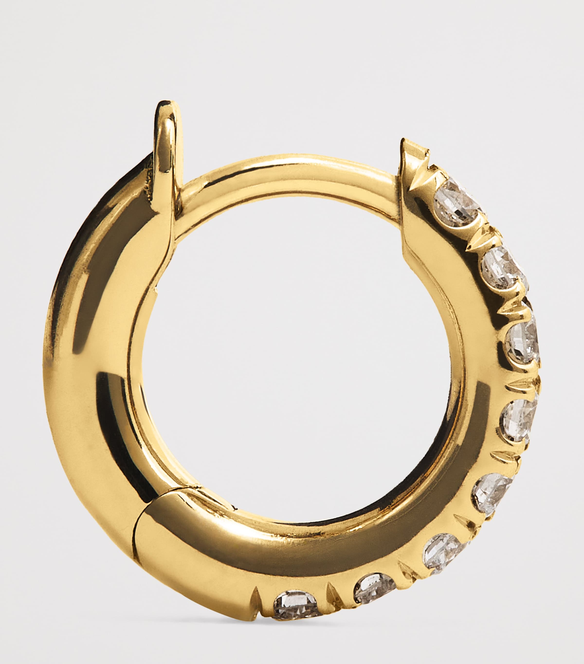 Mini Yellow Gold and Diamond Single Hoop Earring YELLOW GOLD Image 4