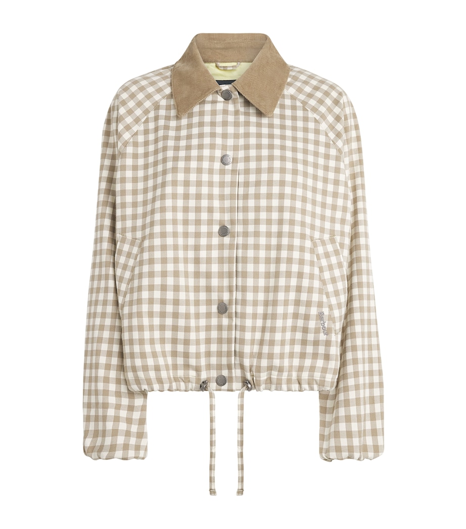 Barbour Womens Gingham Ovingham Jacket Sand Neutral Image 1