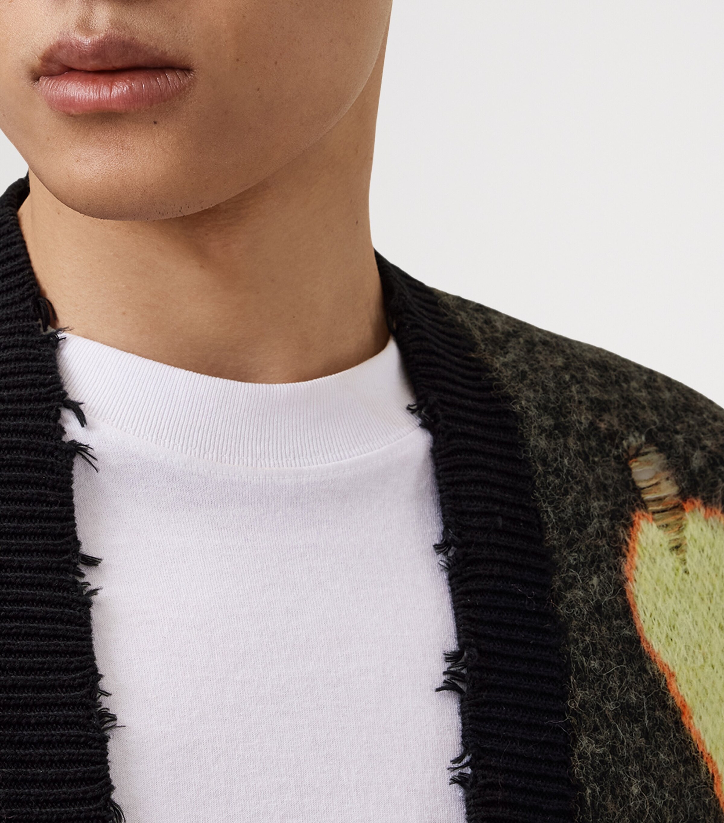 AllSaints Mens Distressed Emotive Cardigan Black Image 6