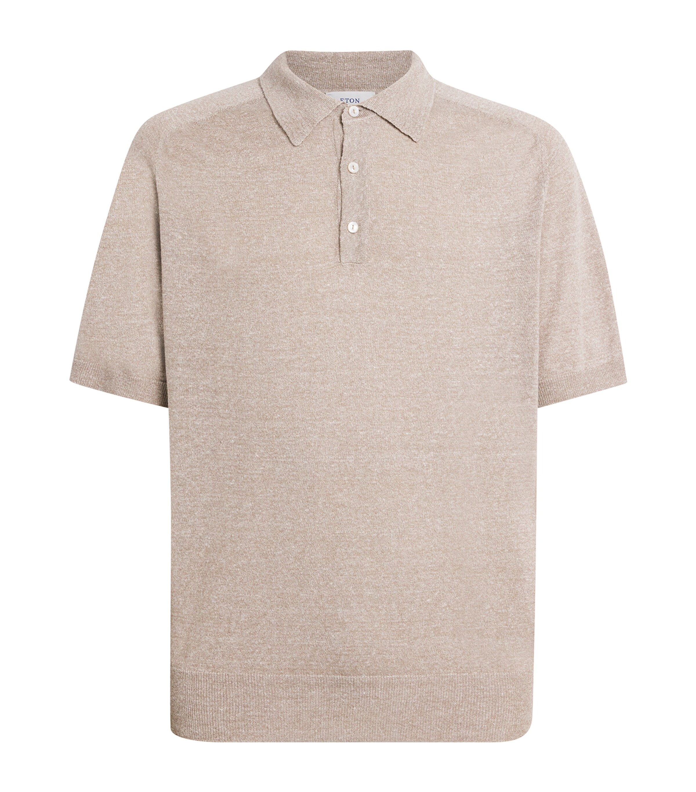Eton Mens Cotton-Linen Polo Shirt Beige Image 1