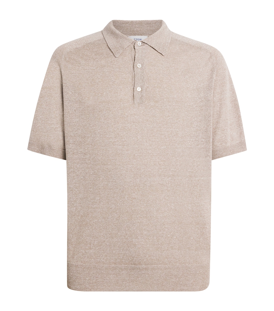 Eton Mens Cotton-Linen Polo Shirt Beige Image 1