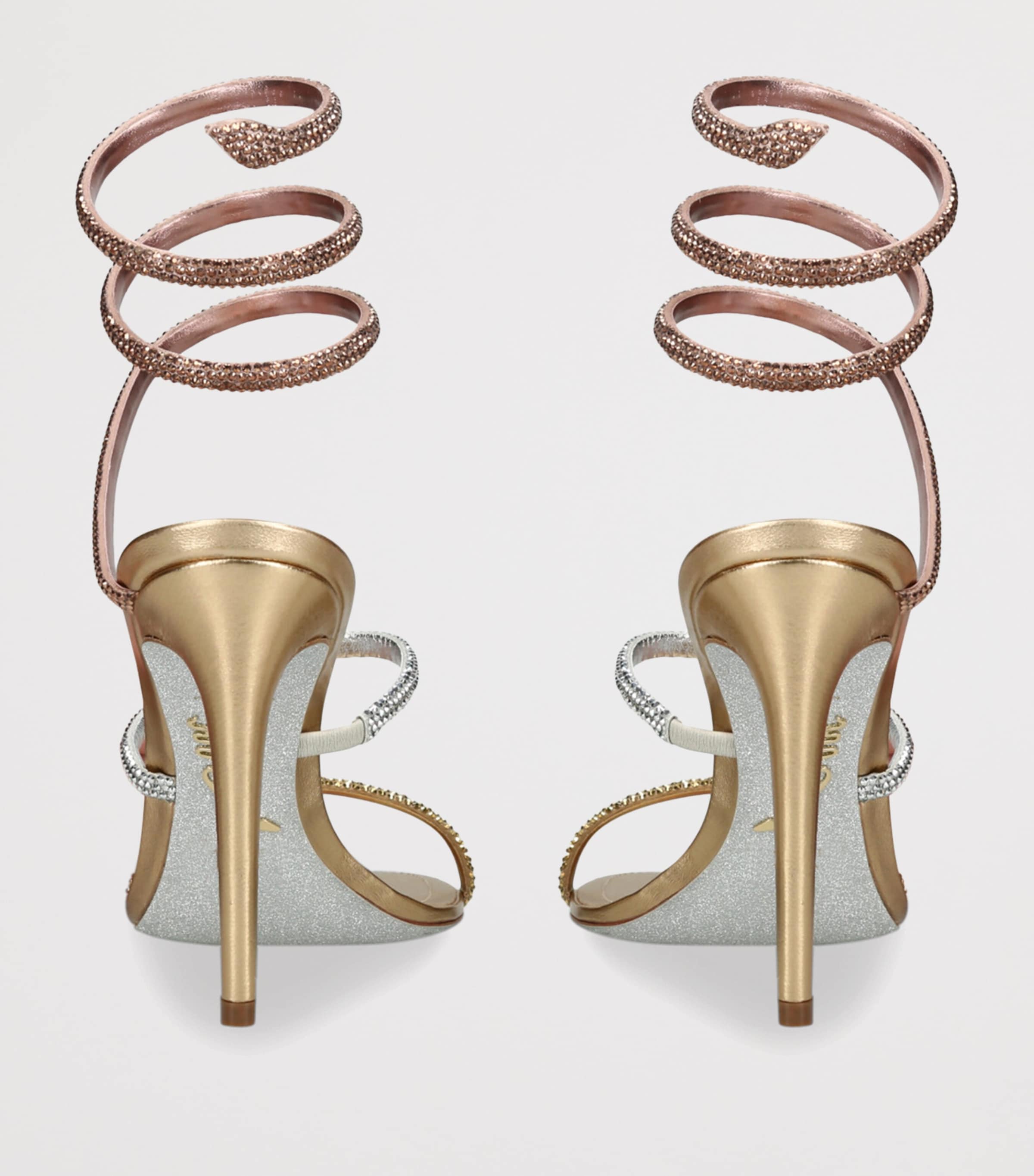 René Caovilla Satin Embellished Cleo Sandals 105 Gold Comb Image 2
