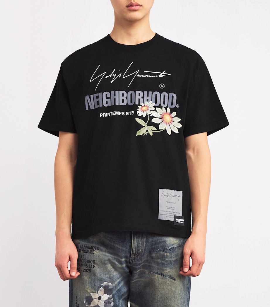 Yohji Yamamoto Mens x Neighborhood Cotton Graphic T-Shirt Black Image 3