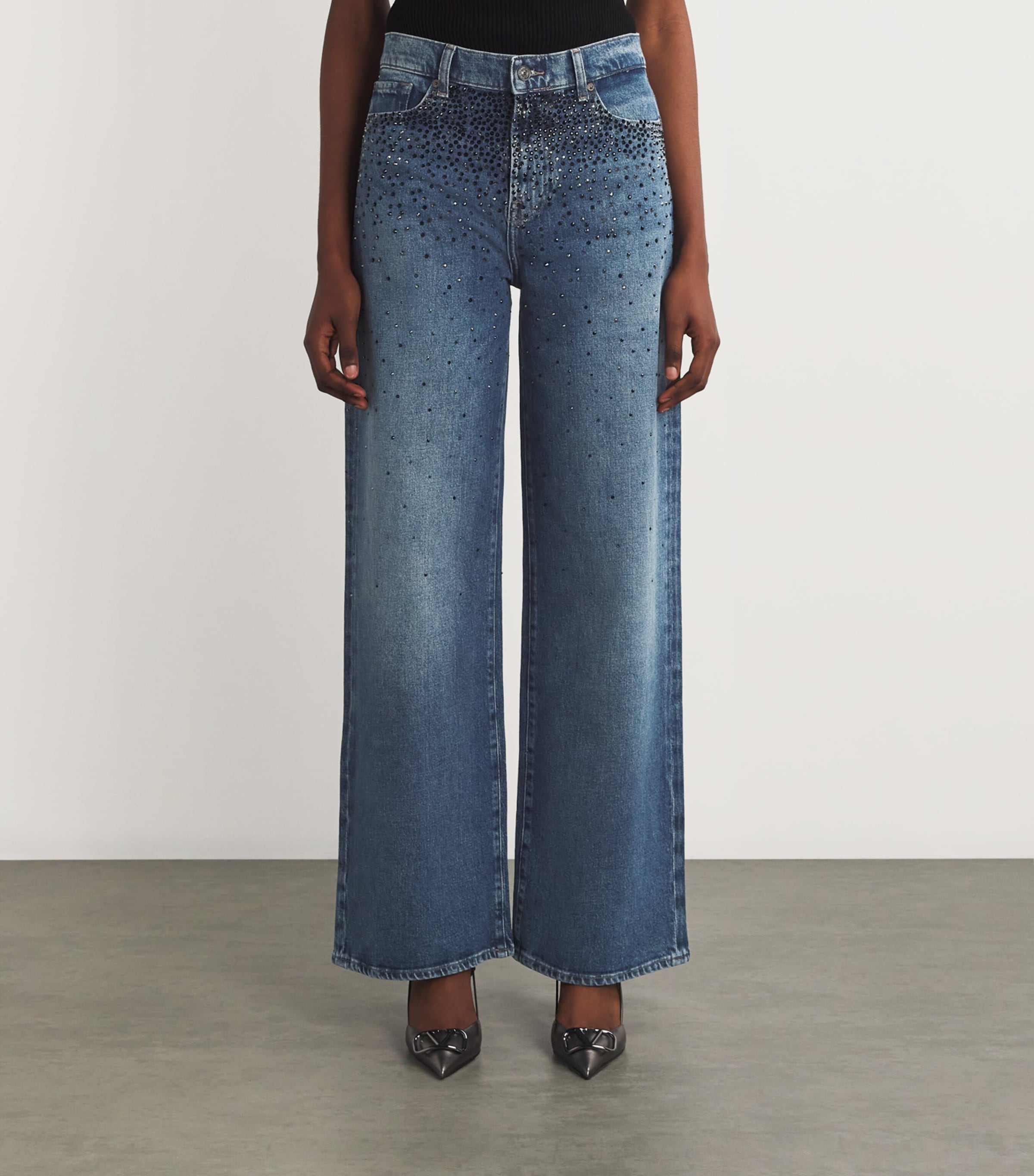 7 For All Mankind Womens Crystal-Embellished Low Slung High-Rise Jeans Candy Image 3