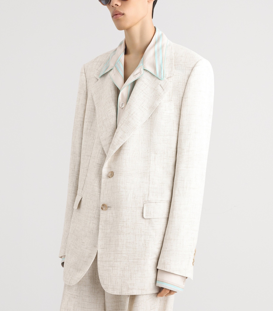 Dolce&Gabbana Mens Linen-Wool Tweed Blazer White Beige Ha Image 6