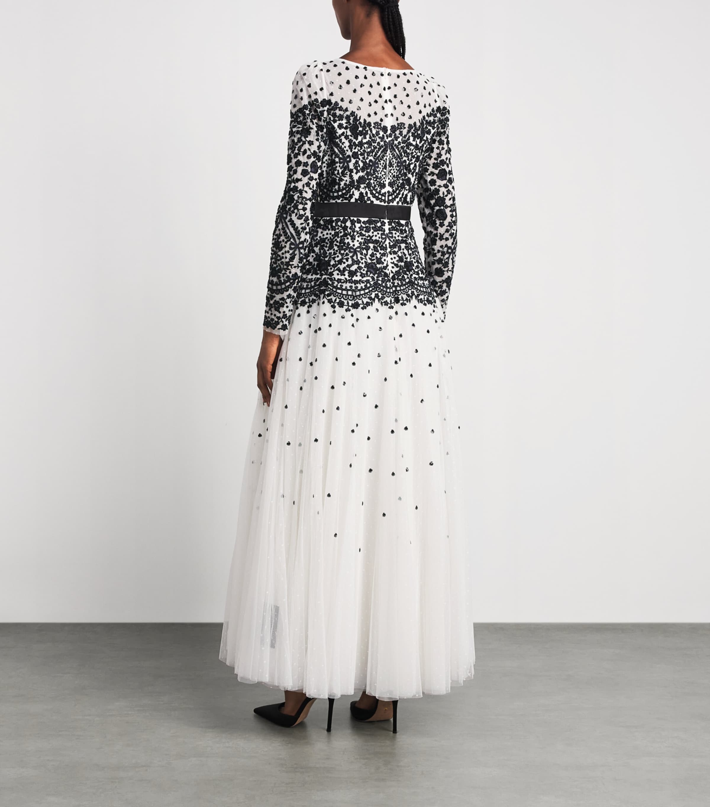 Needle & Thread Womens Gilded Lace Maxi Dress Chalk/graphite Image 4