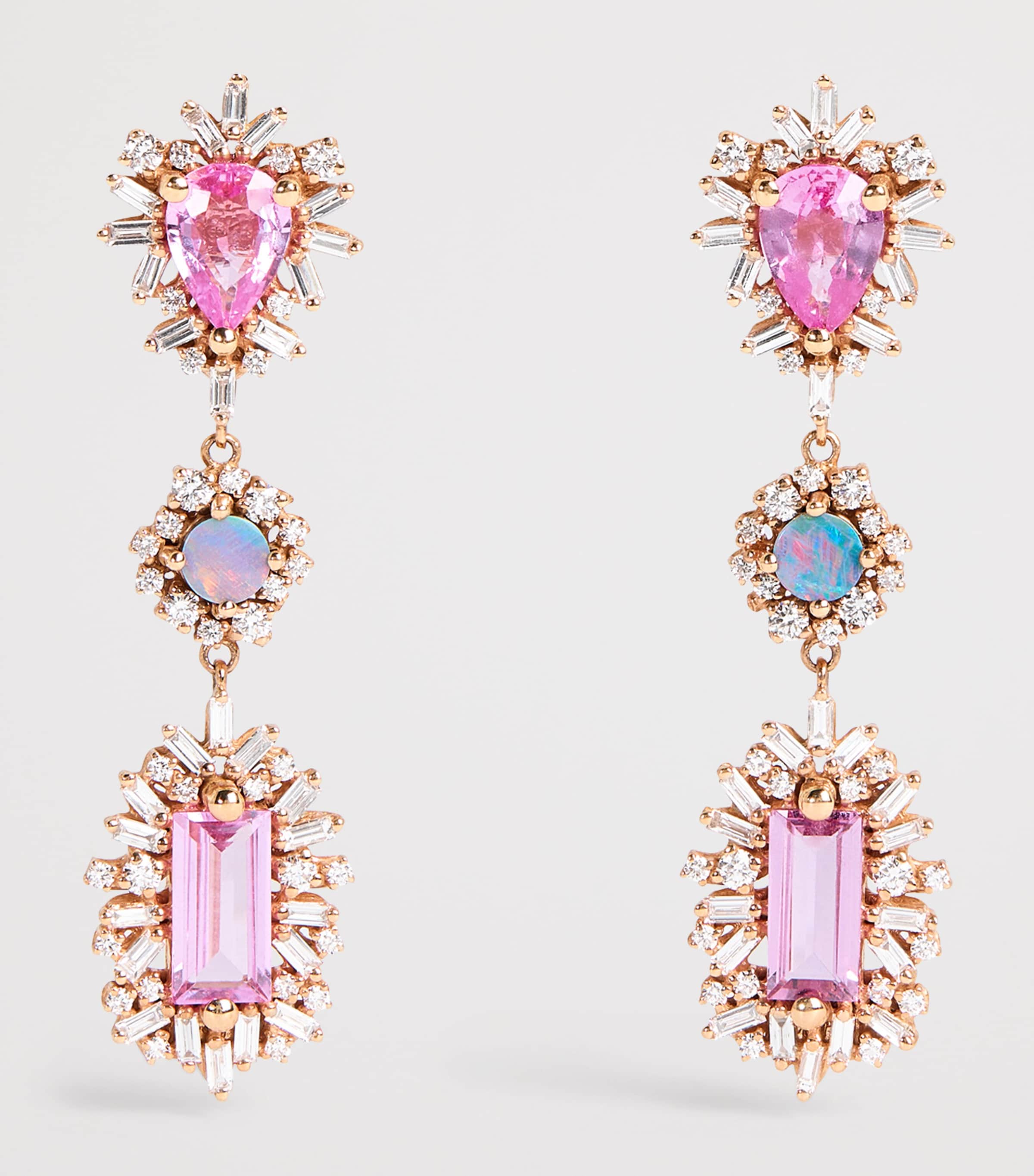 Suzanne Kalan Rose Gold, Diamond, Sapphire and Opal One of a Kind Drop Earrings Rg/p/opal Image 3