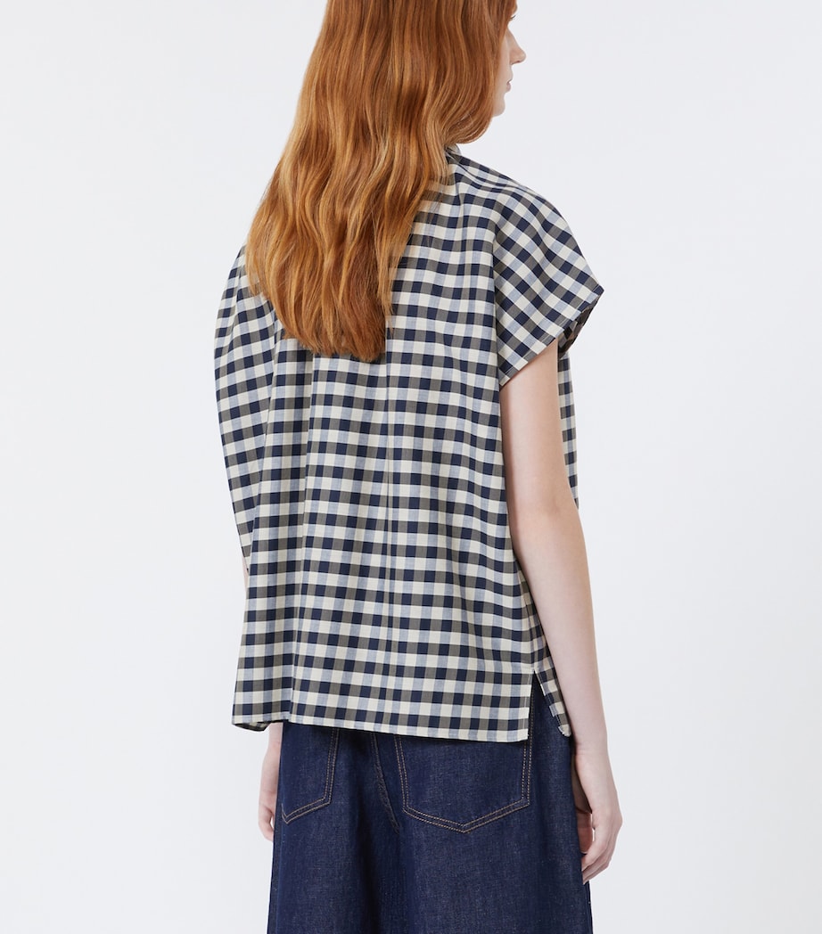 Weekend Max Mara Womens Cotton-Blend Check Shirt Navy Image 4