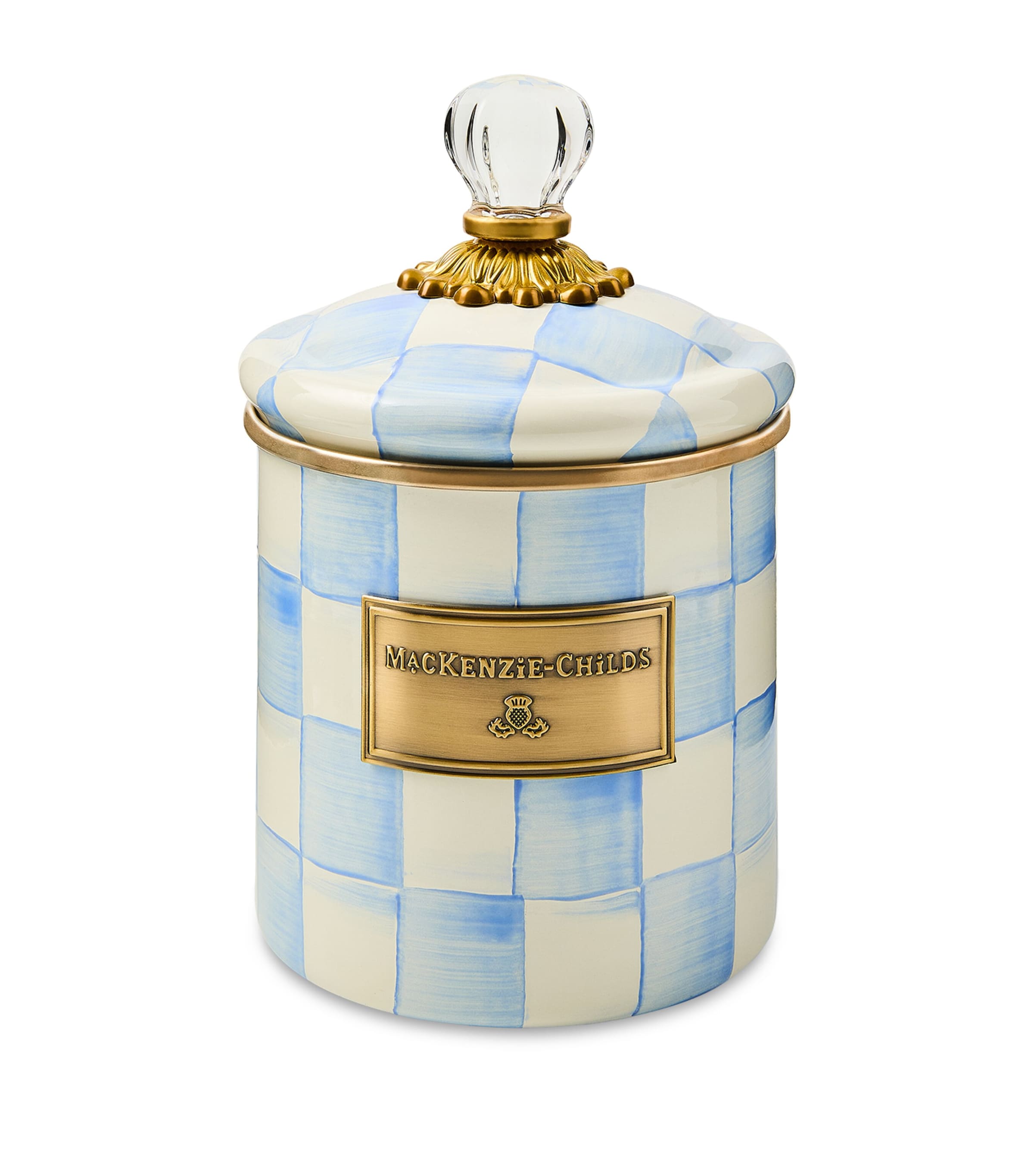 MacKenzie-Childs Small Sky Check Cannister (19cm) Blue Image 1