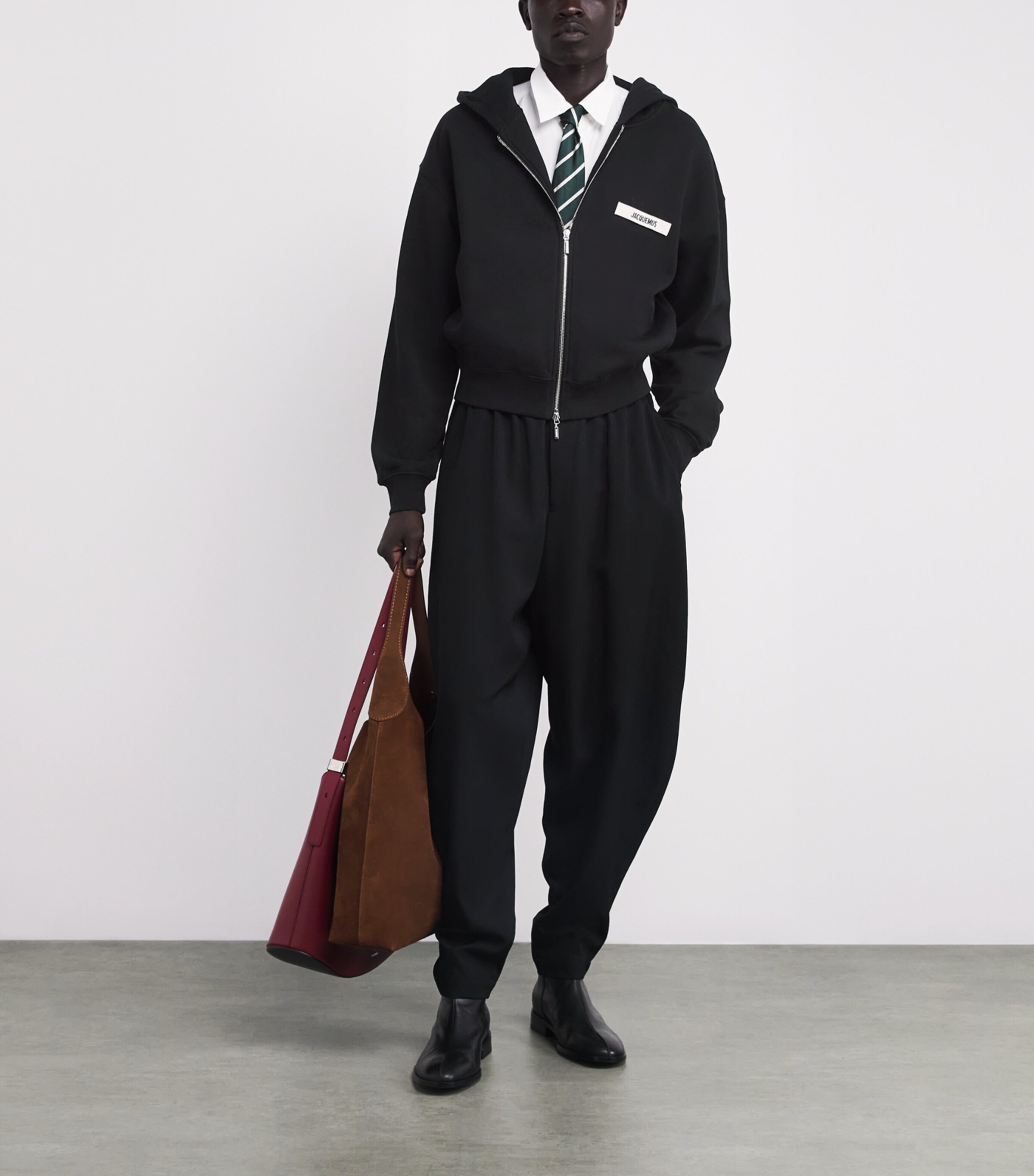 Grosgrain Logo Zip-Up Hoodie 990-BLACK Image 2