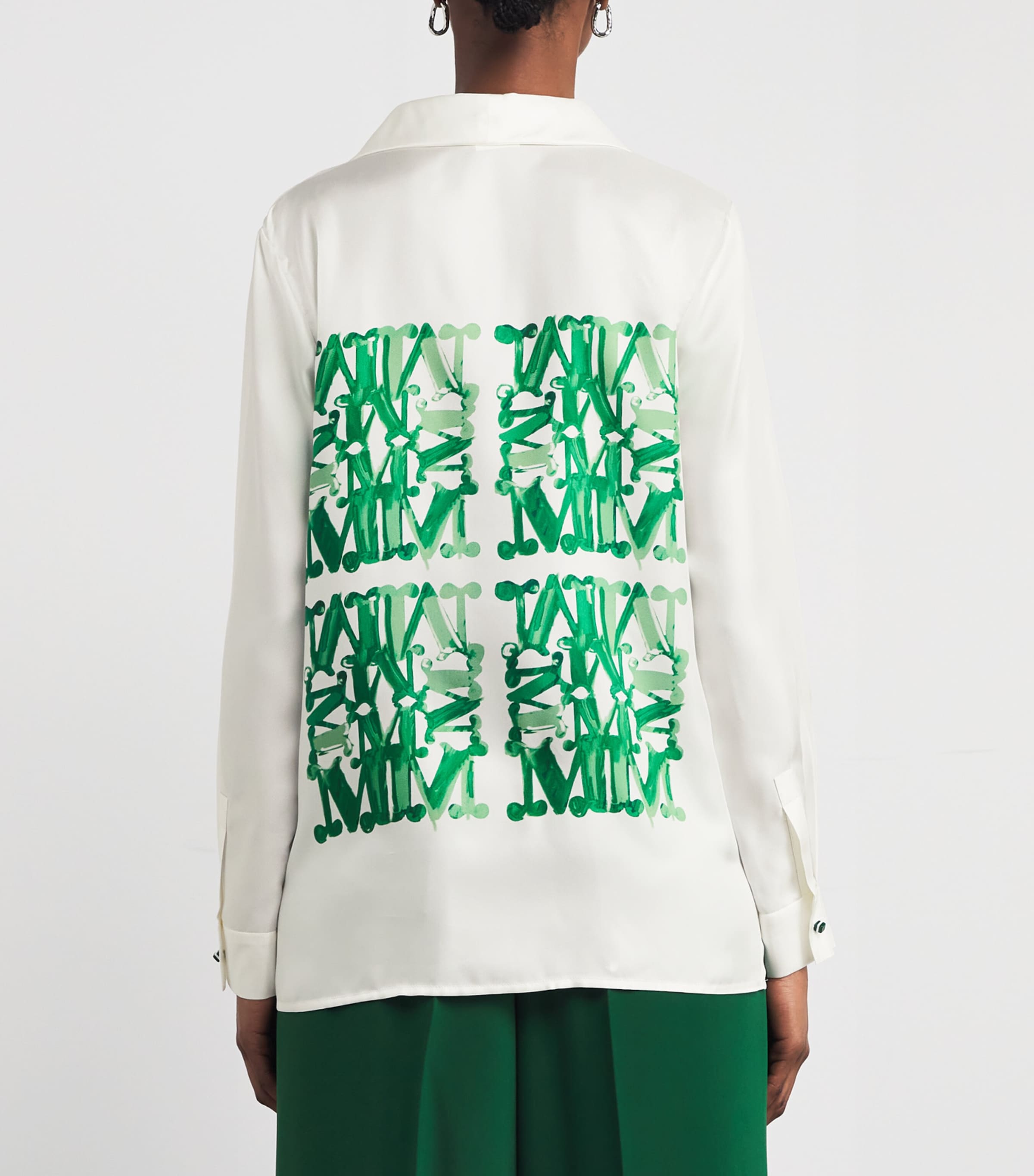 Max Mara Green Silk Monogram Print Shirt | Harrods US