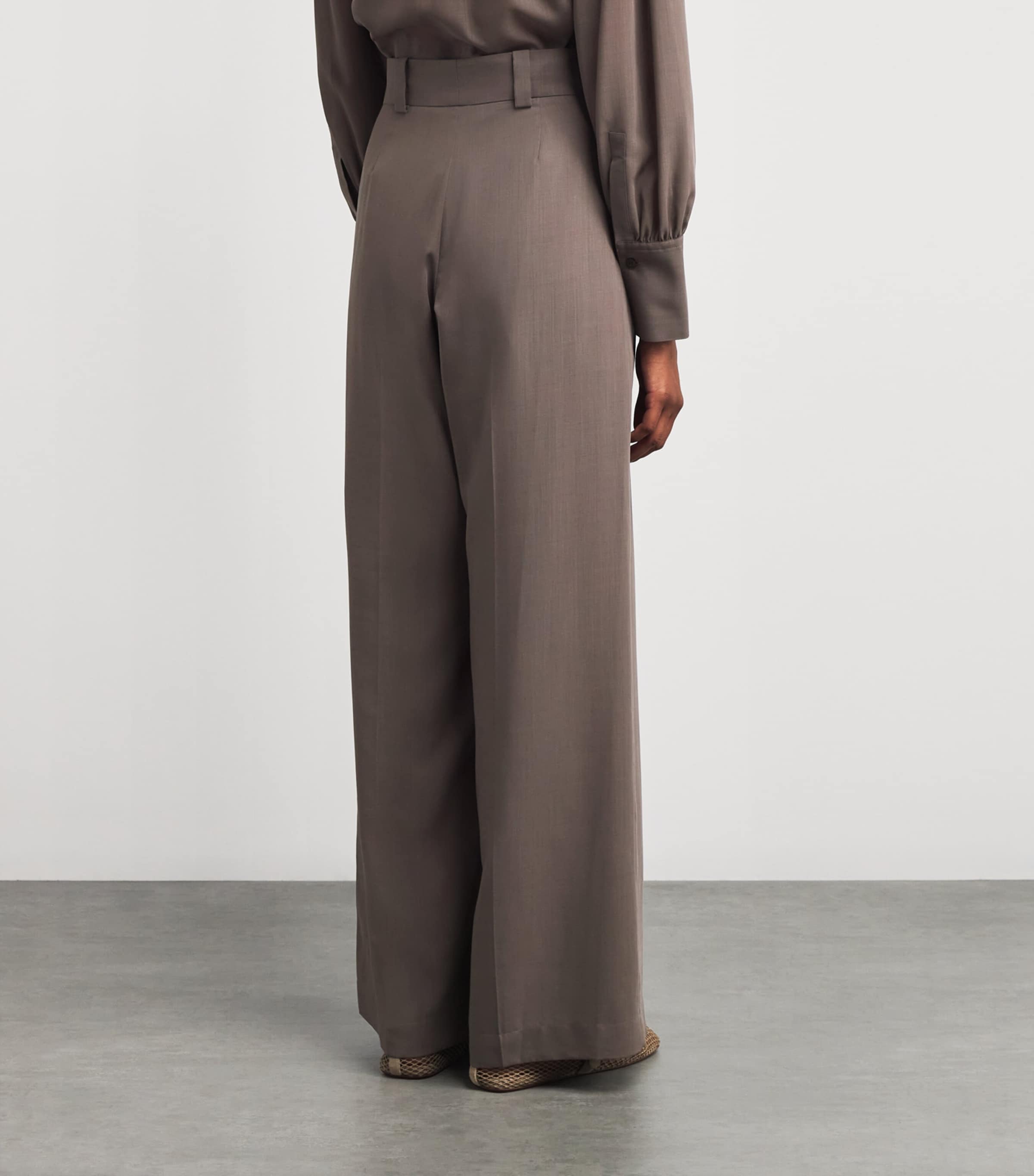 Virgin Wool Voile Forest Trousers MUSHROOM Image 4