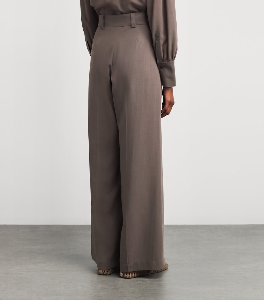 Virgin Wool Voile Forest Trousers MUSHROOM Image 4