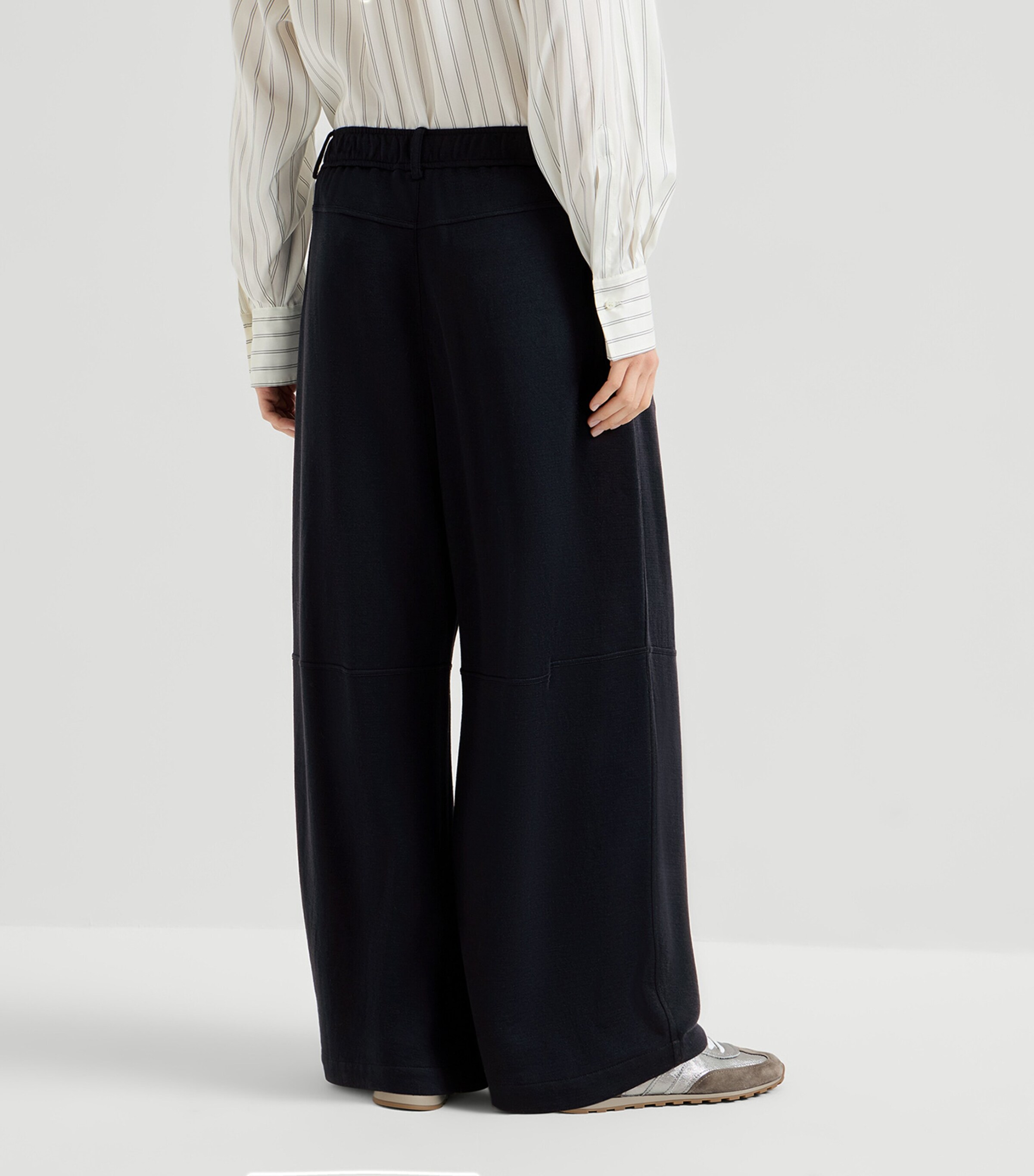 Brunello Cucinelli Womens Cotton-Silk Interlock Track Pants Image 5