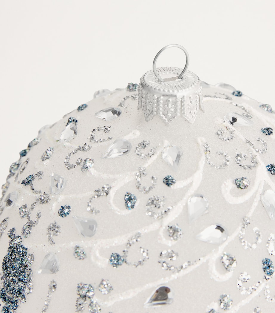 Harrods Glass Embellished Bauble (11cm) White Image 4