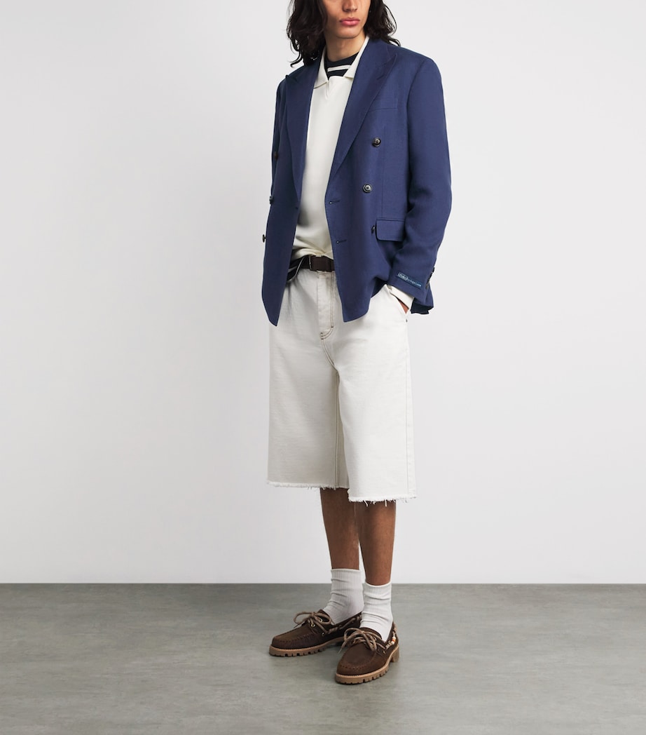Polo Ralph Lauren Mens Linen Double-Breasted Blazer Classic Blue Image 2