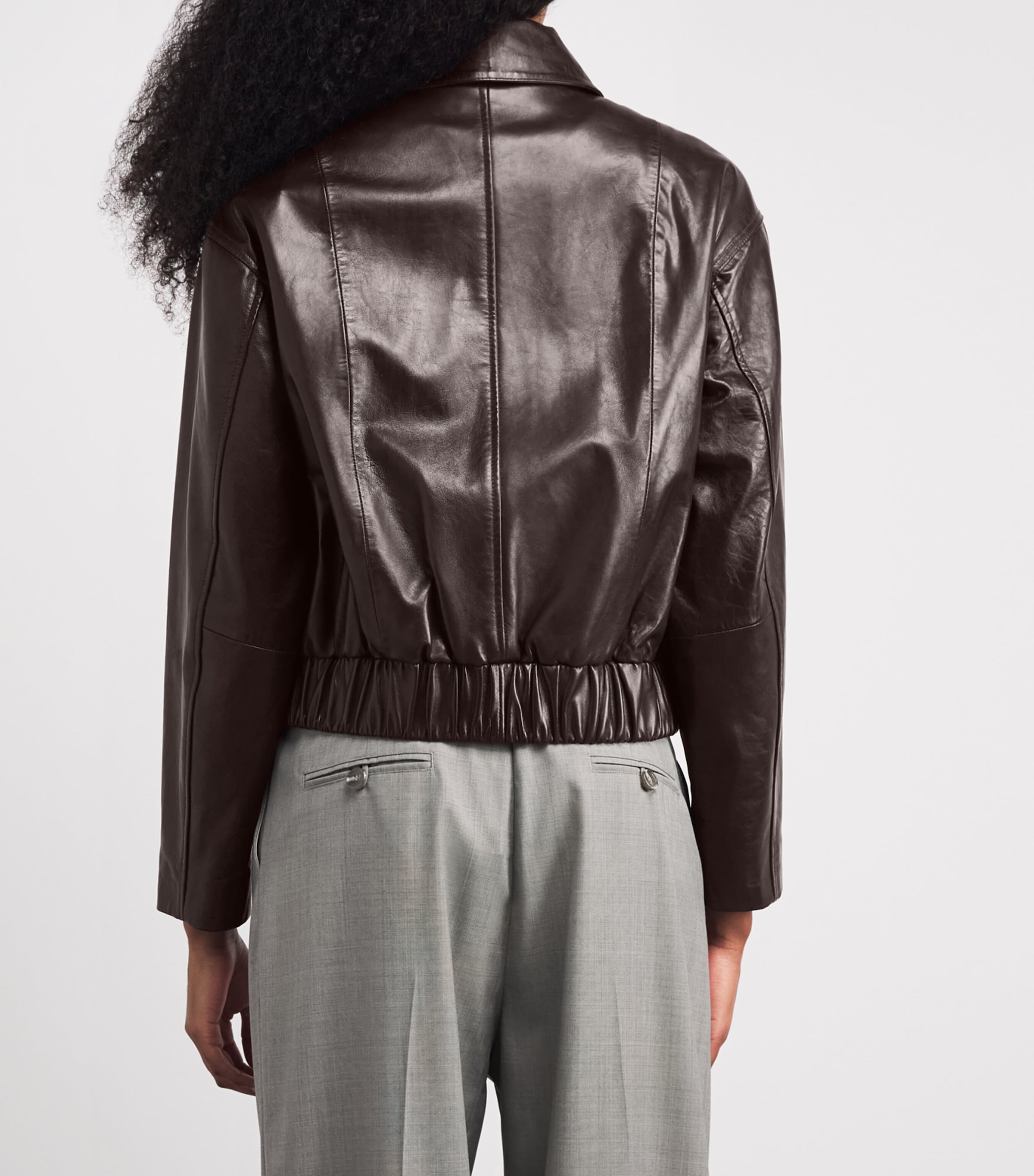 Claudie Pierlot Womens Leather Zip-Up Jacket Brown Image 4