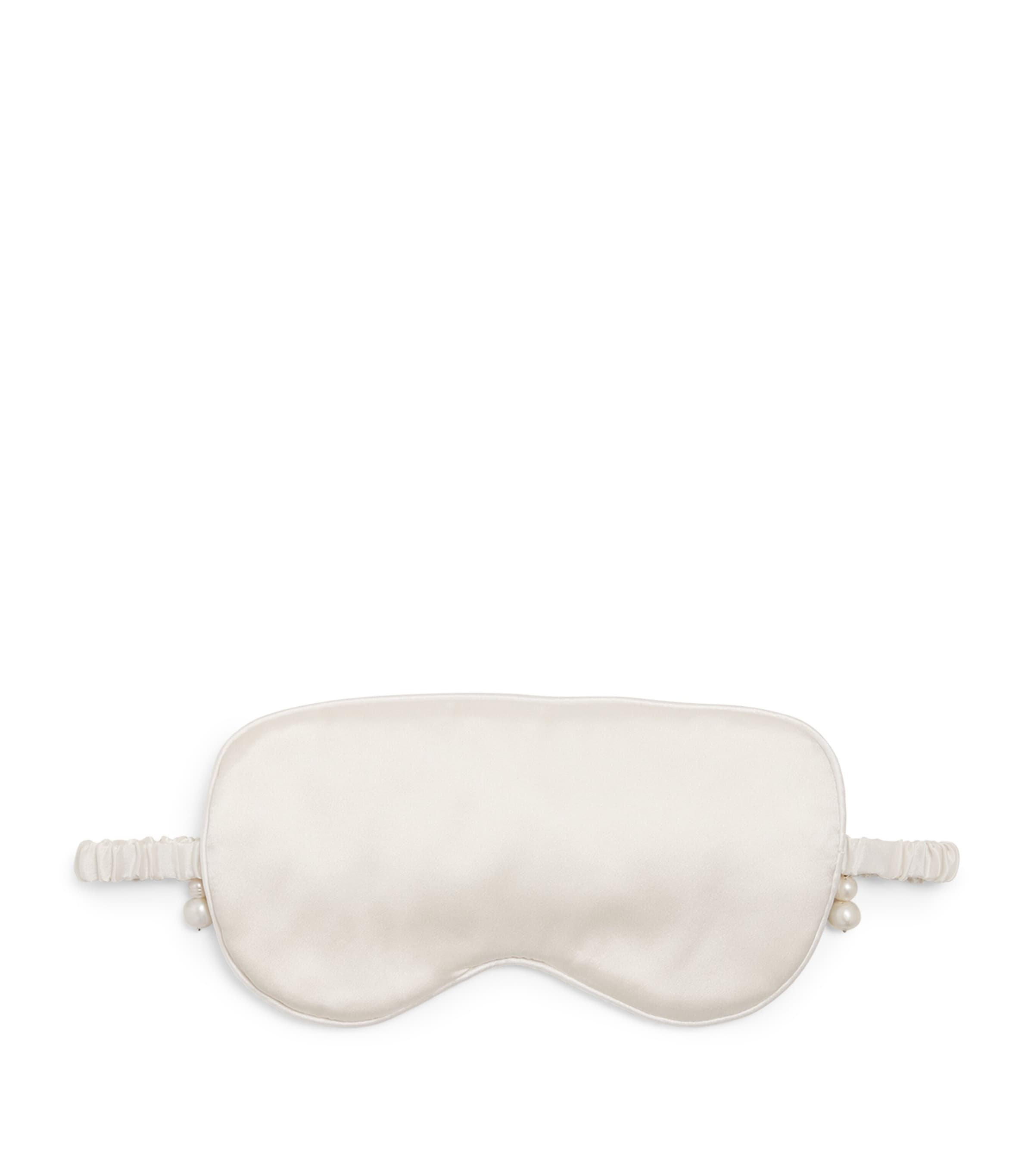 Olivia Von Halle Silk Audrey Pearl Eye Mask And Pouch In White