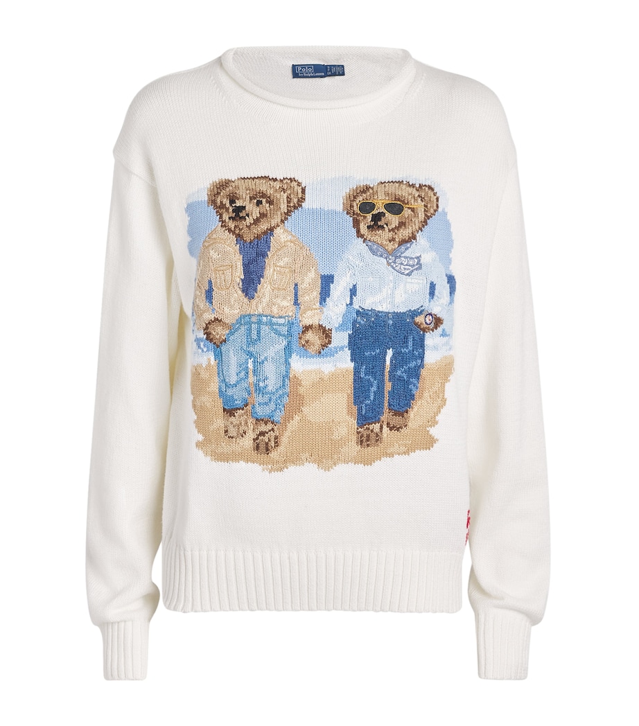 Cotton Polo Bear Sweater WHITE Image 1