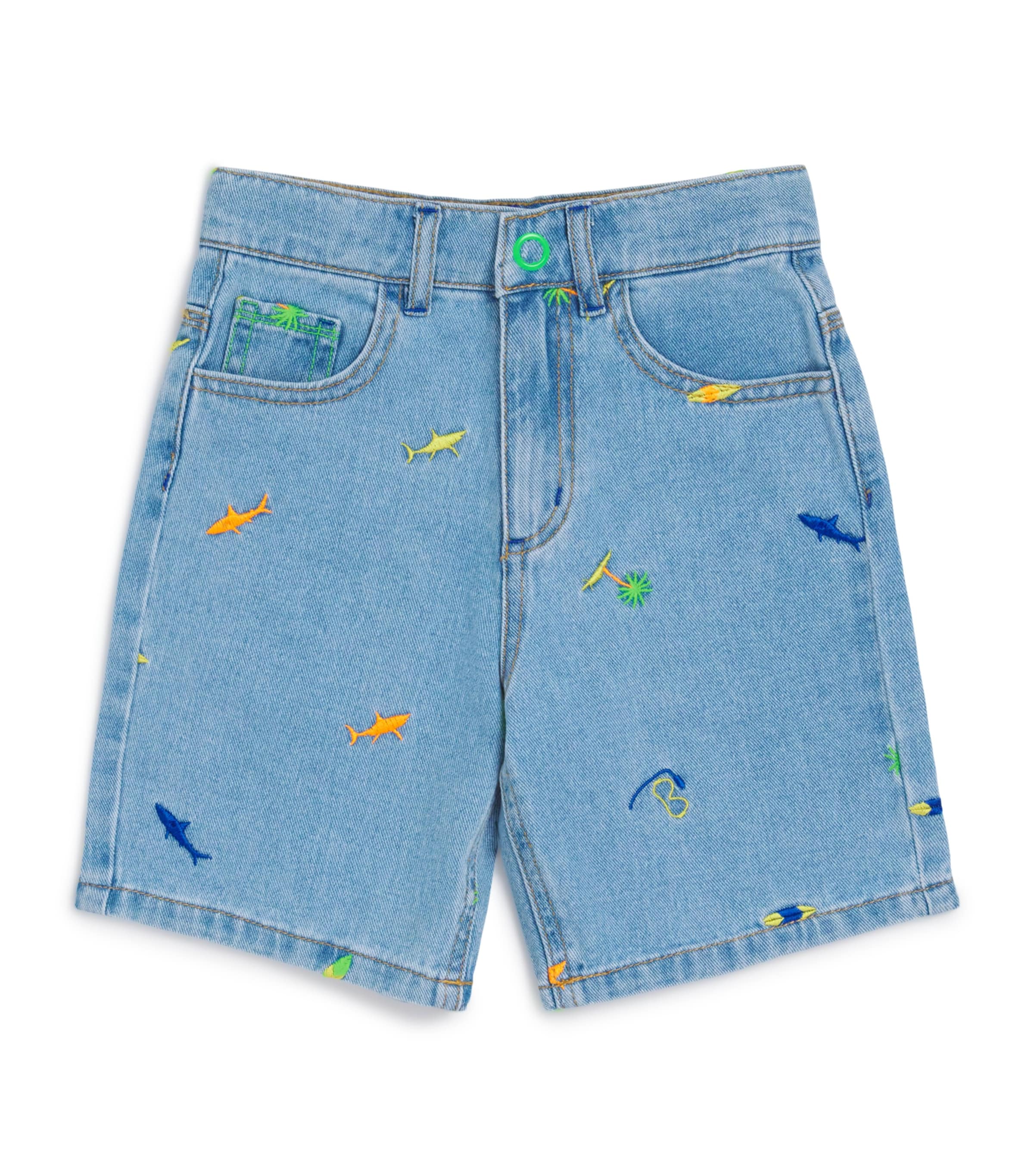 Embroidered Denim Shorts (4-10 Years) Z18DBLE STONE+BLEACH Image 1