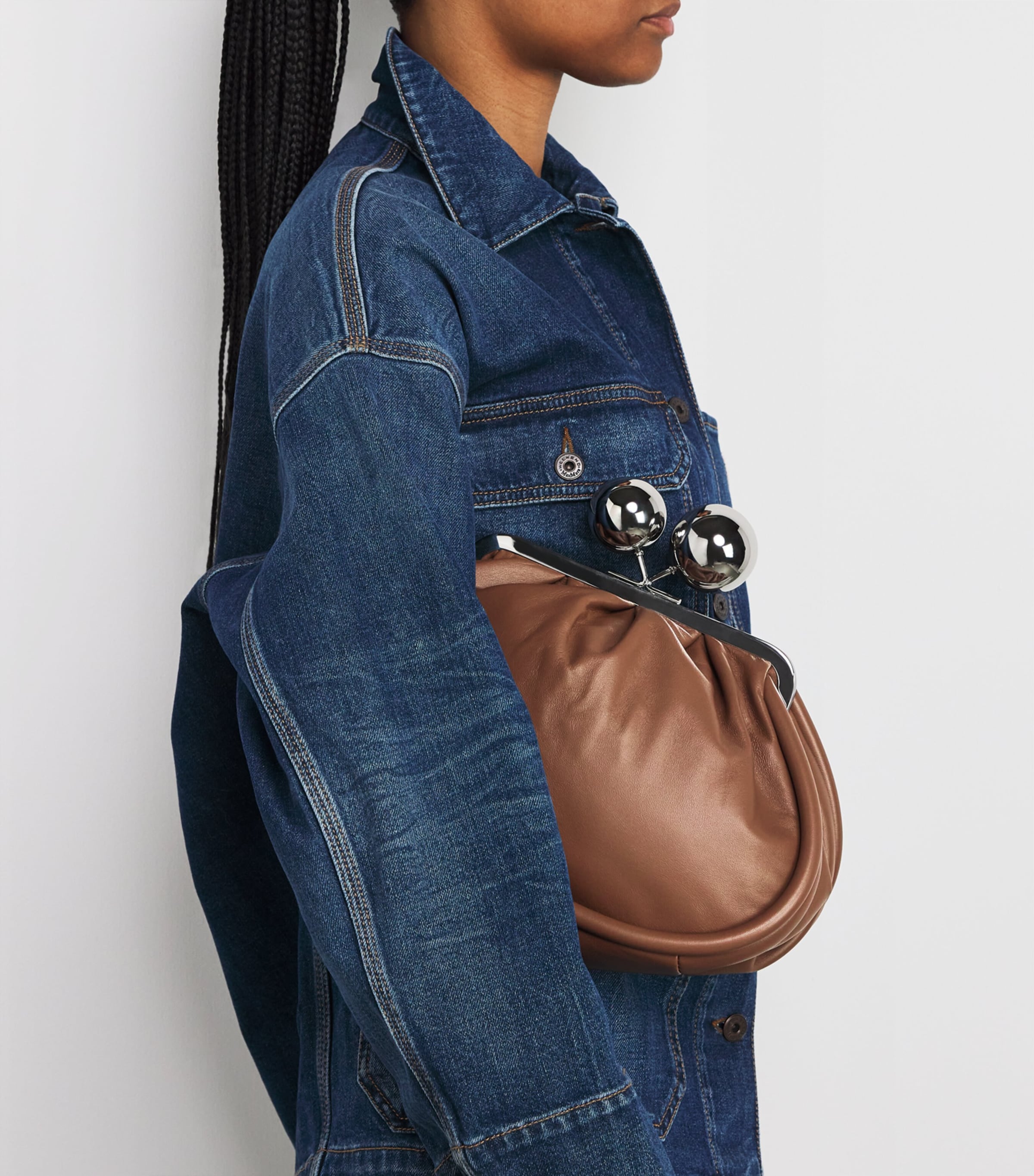 Medium Leather Pasticcino Clutch Bag TOBACCO Image 2