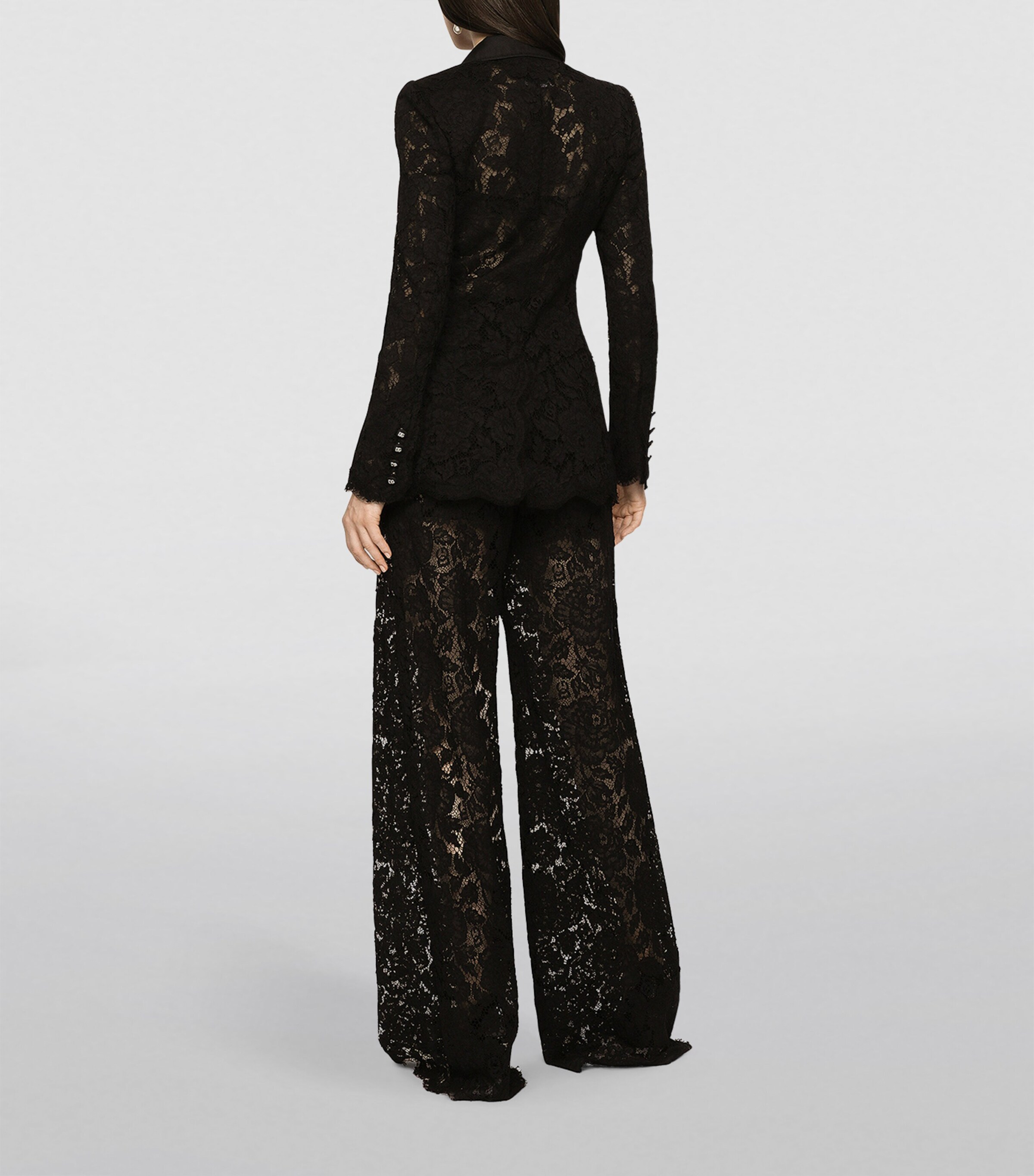 Lace Tailored Trousers N0000-BLACK Image 4