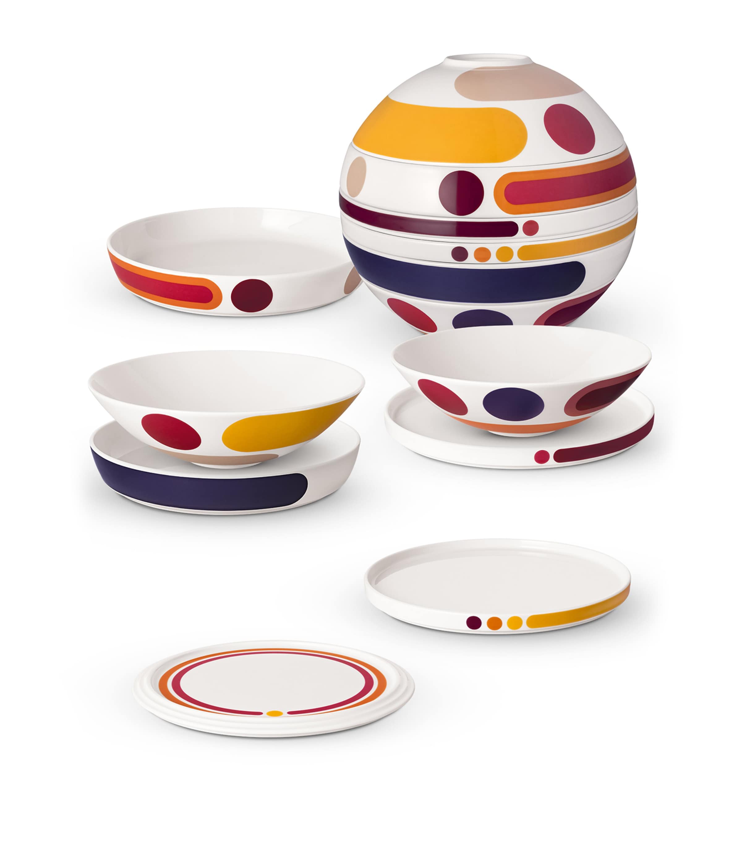 Villeroy & Boch 7 Piece Porcelain Iconic La Boule Miami Dinner Set